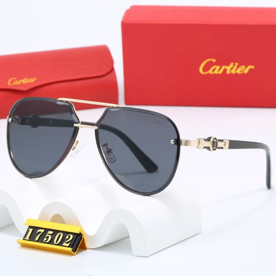 Black and Gold-Tone Aviator Sunglasses
