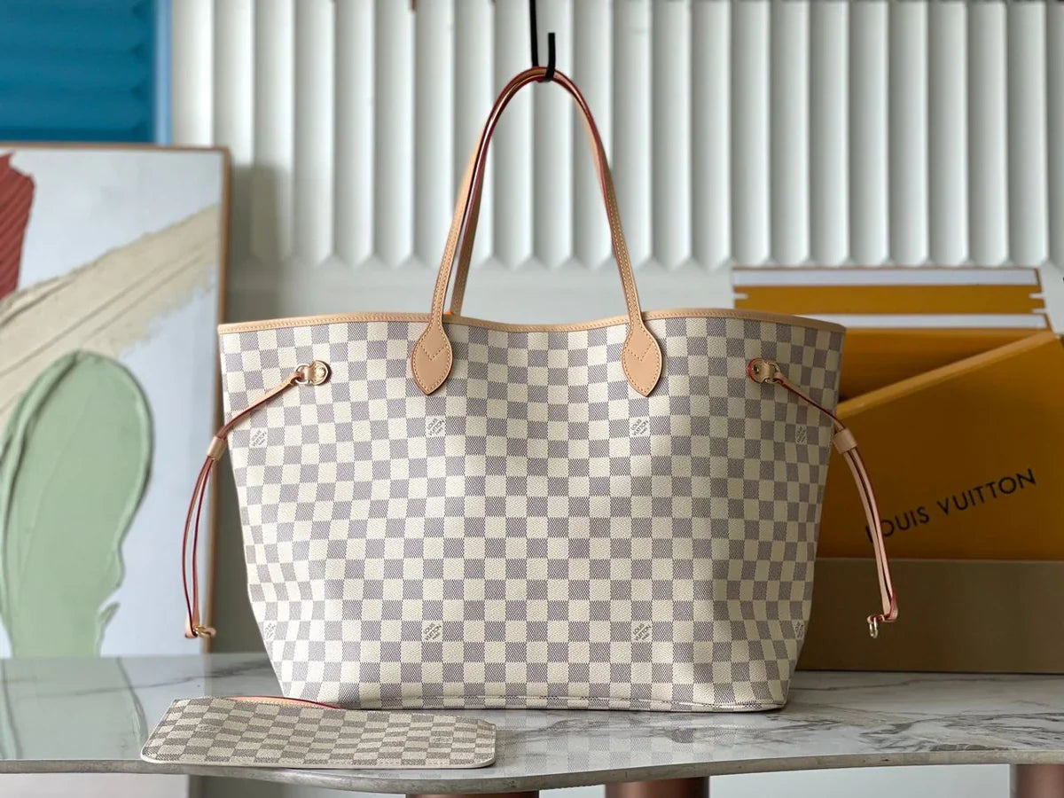 LV Neverfull MM Inside Out Tote White