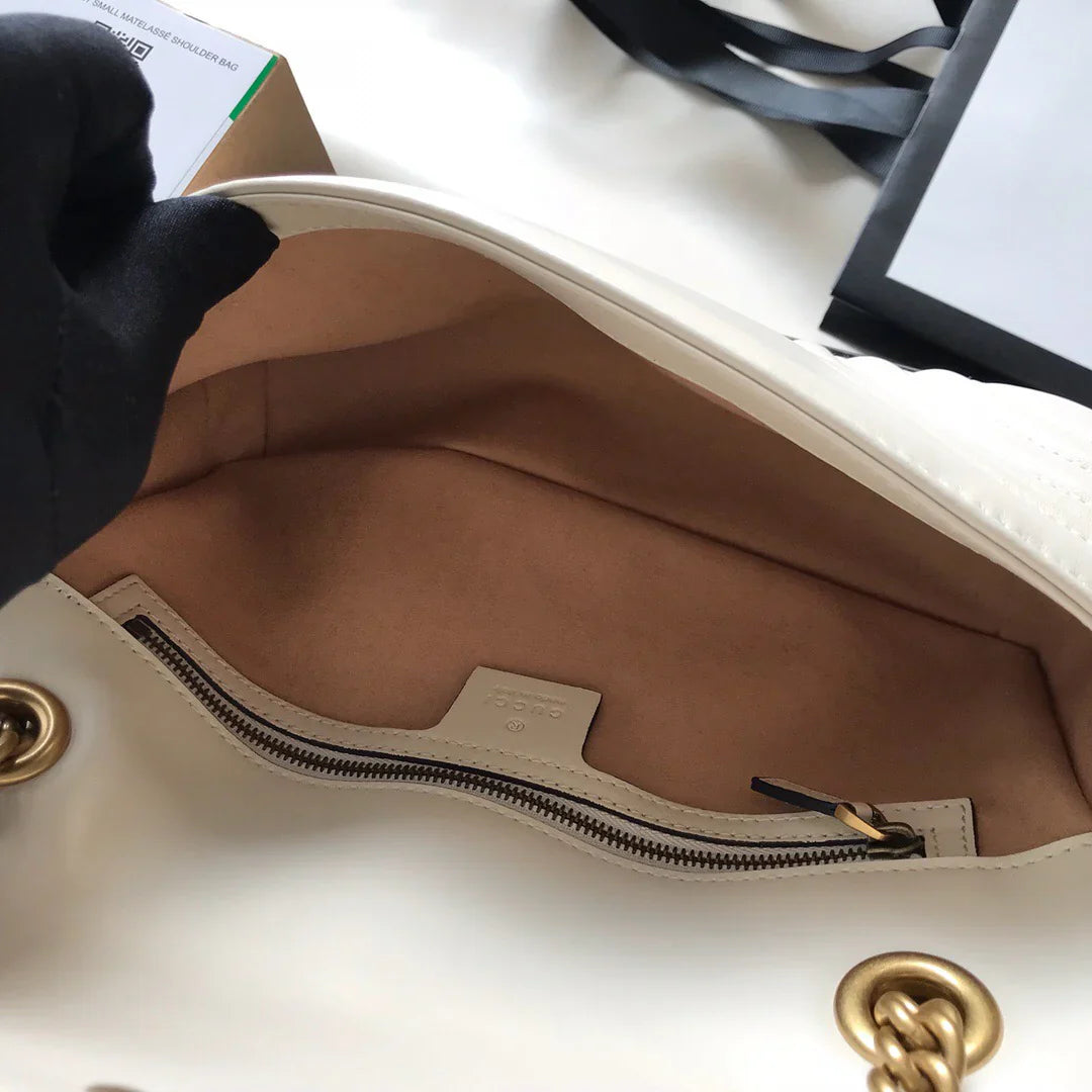 GC Marmont Small Matelassé Bag White