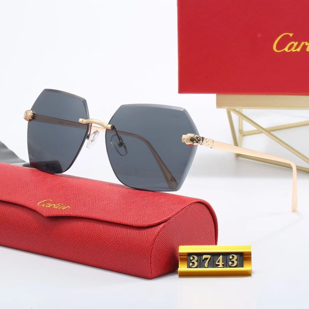 Rimless Hexagon Frame Gradient Sunglasses