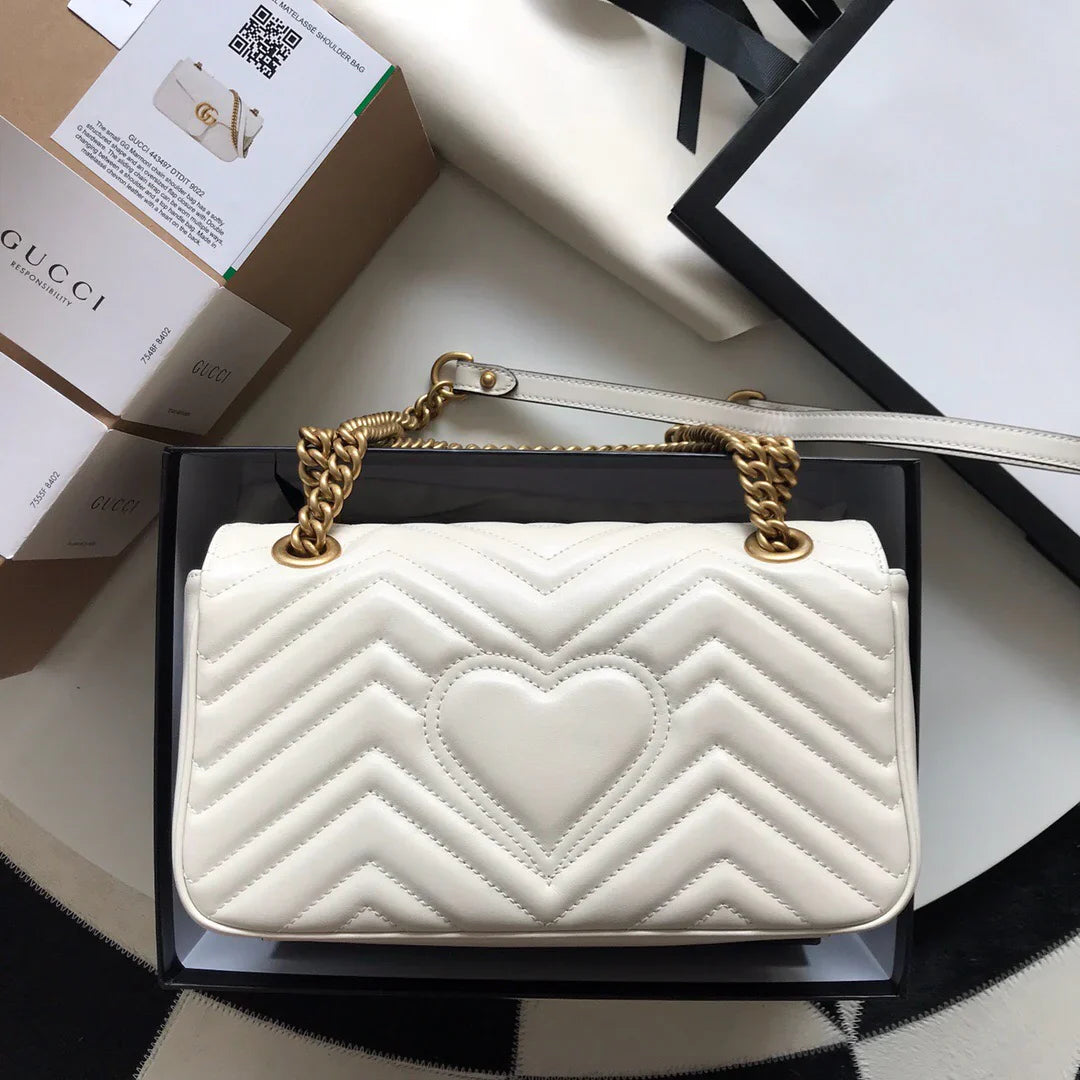 GC Marmont Small Matelassé Bag White