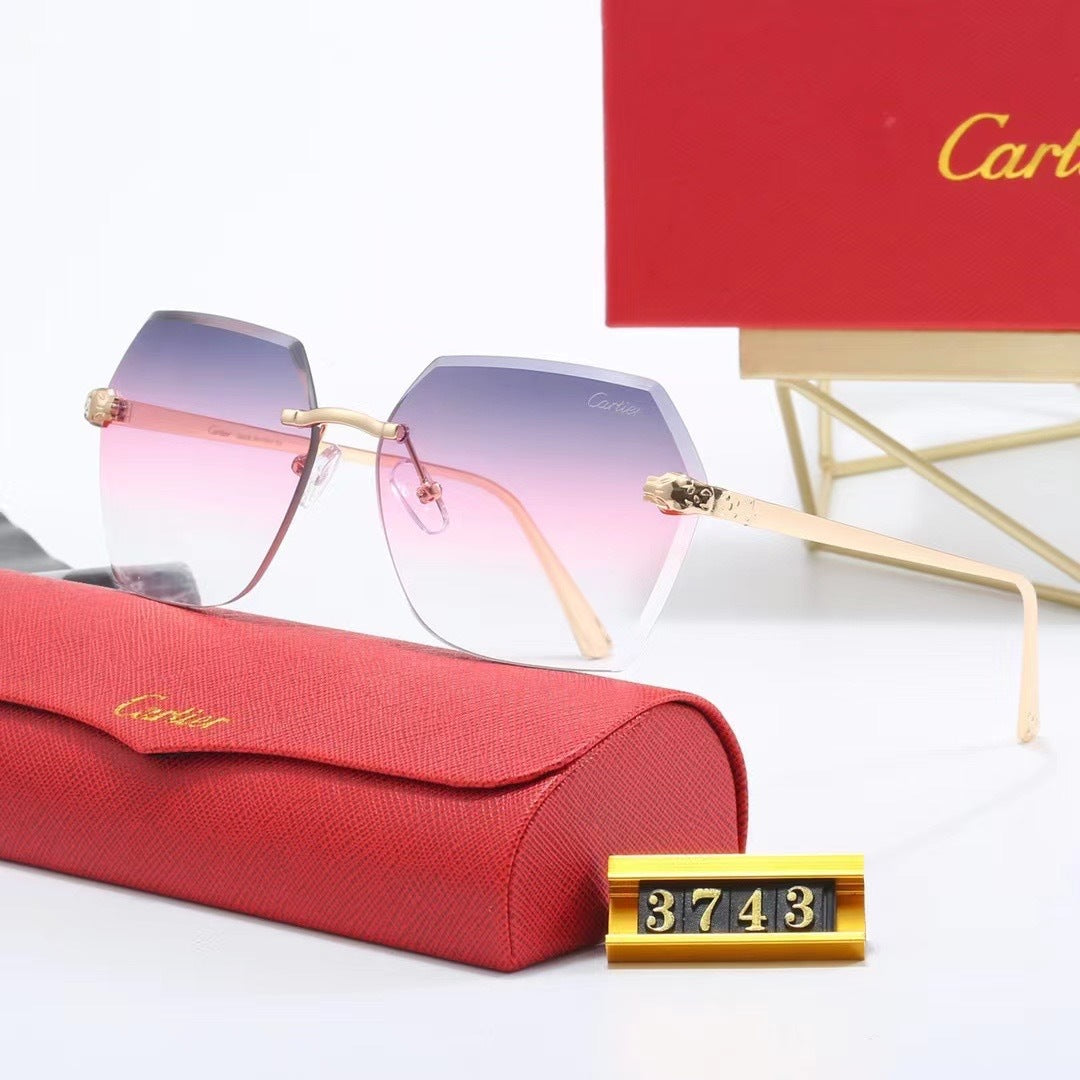 Rimless Hexagon Frame Gradient Sunglasses
