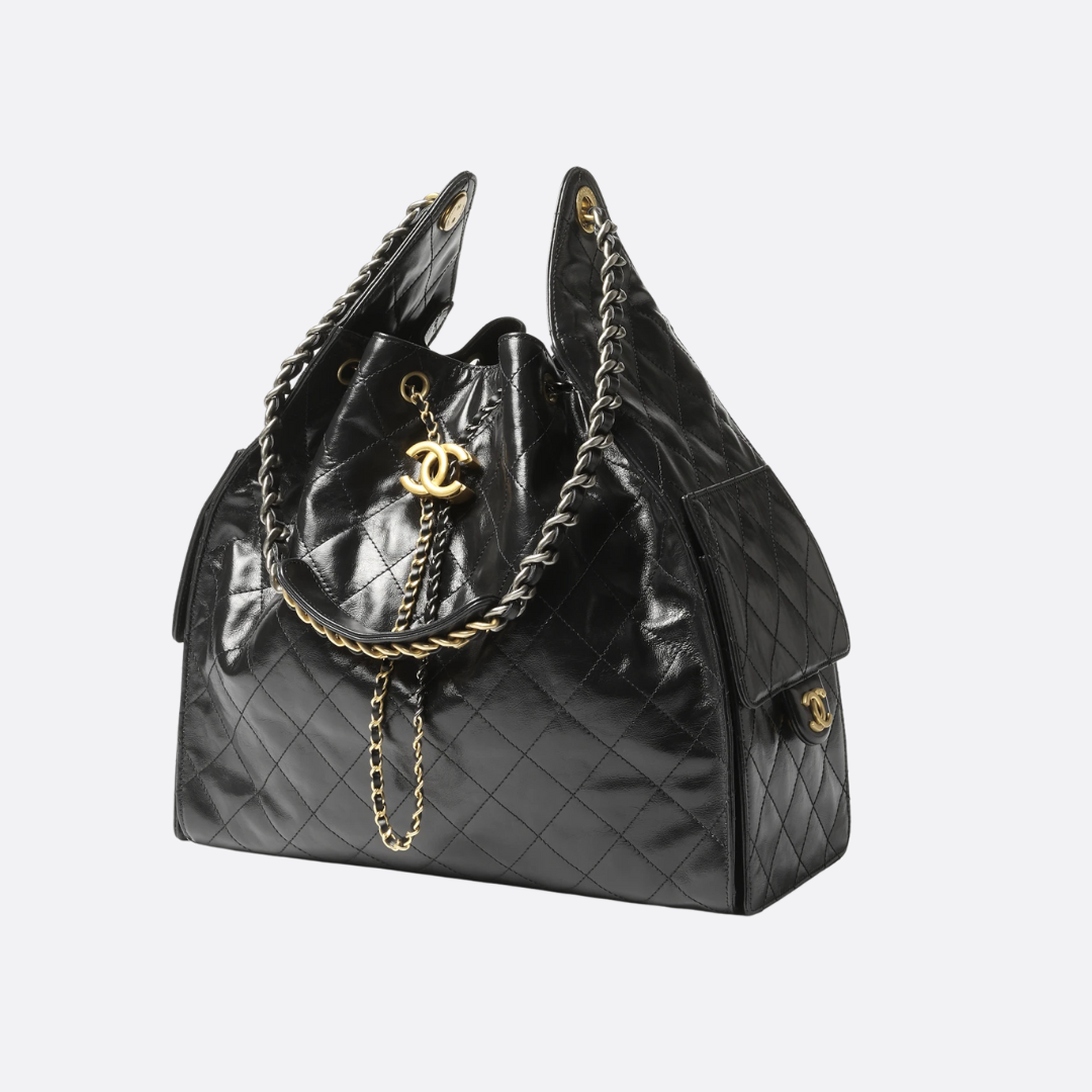 Women's Medium Quilted Leather Drawstring Bucket Bag II