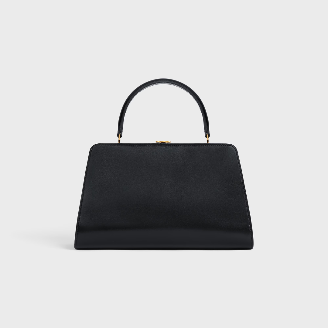 Women's Satin-Finish Leather Trapezoid Top Handle Bag