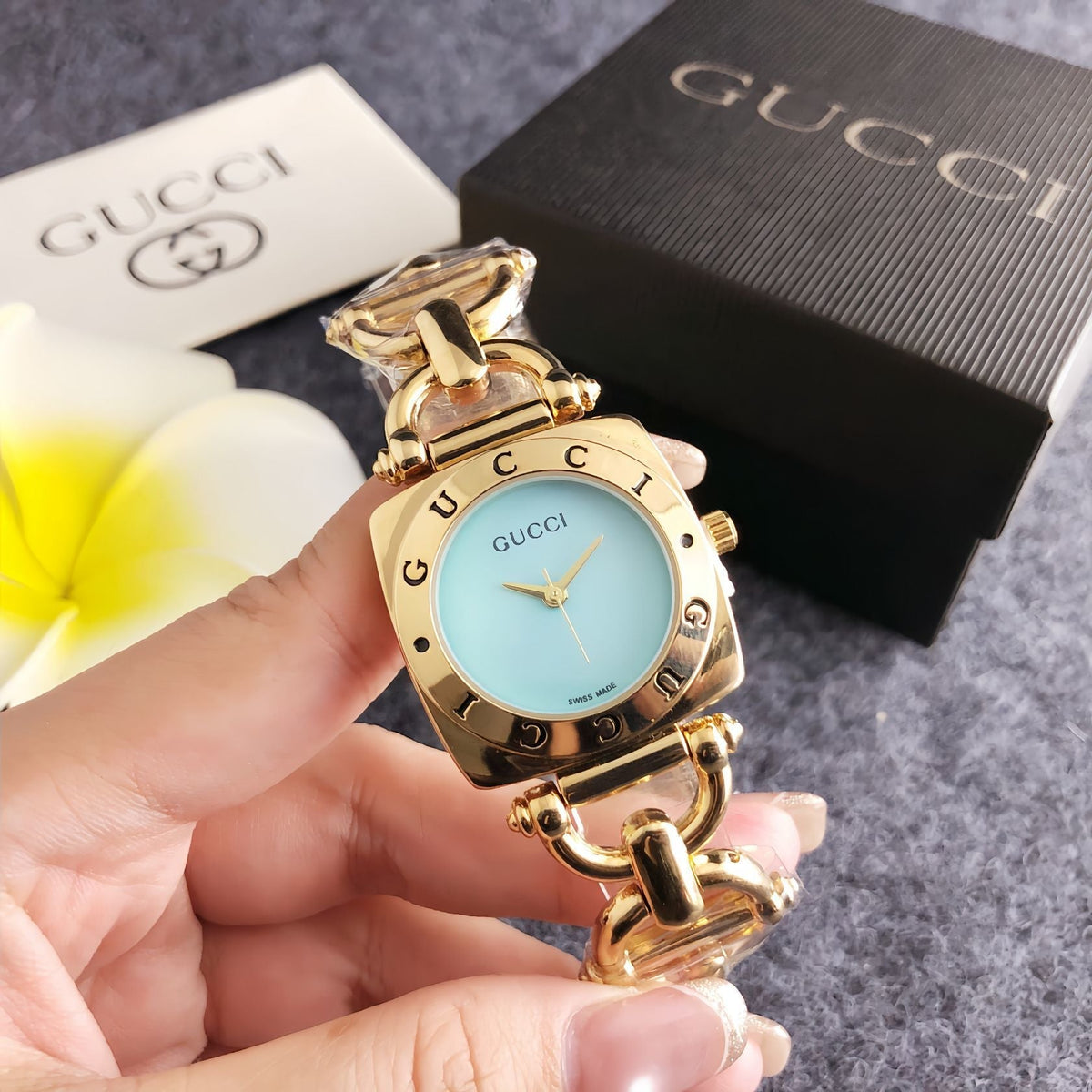 Women's Square Case Blue Dial Analog Watch