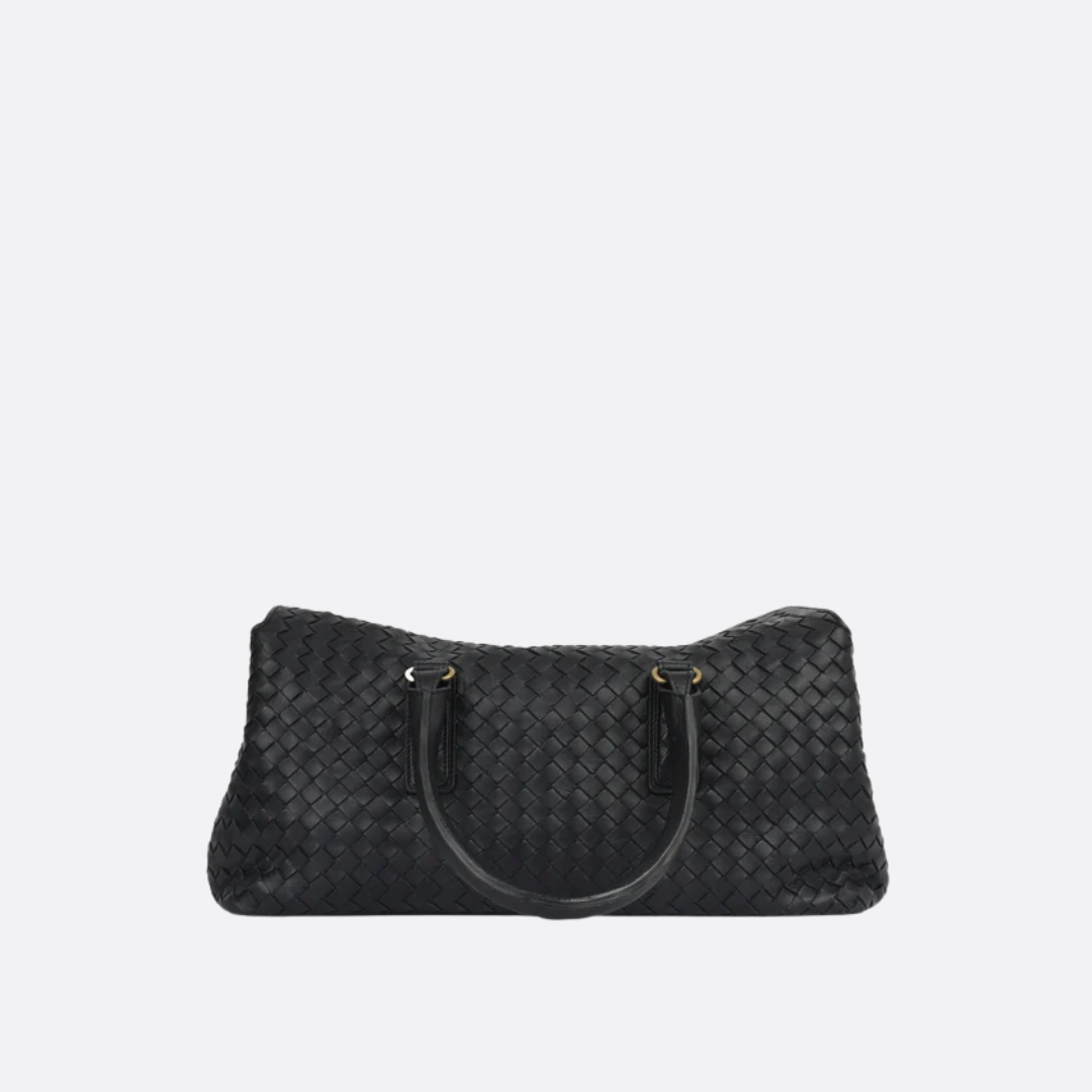 Women's Woven Leather Travel Duffel Bag