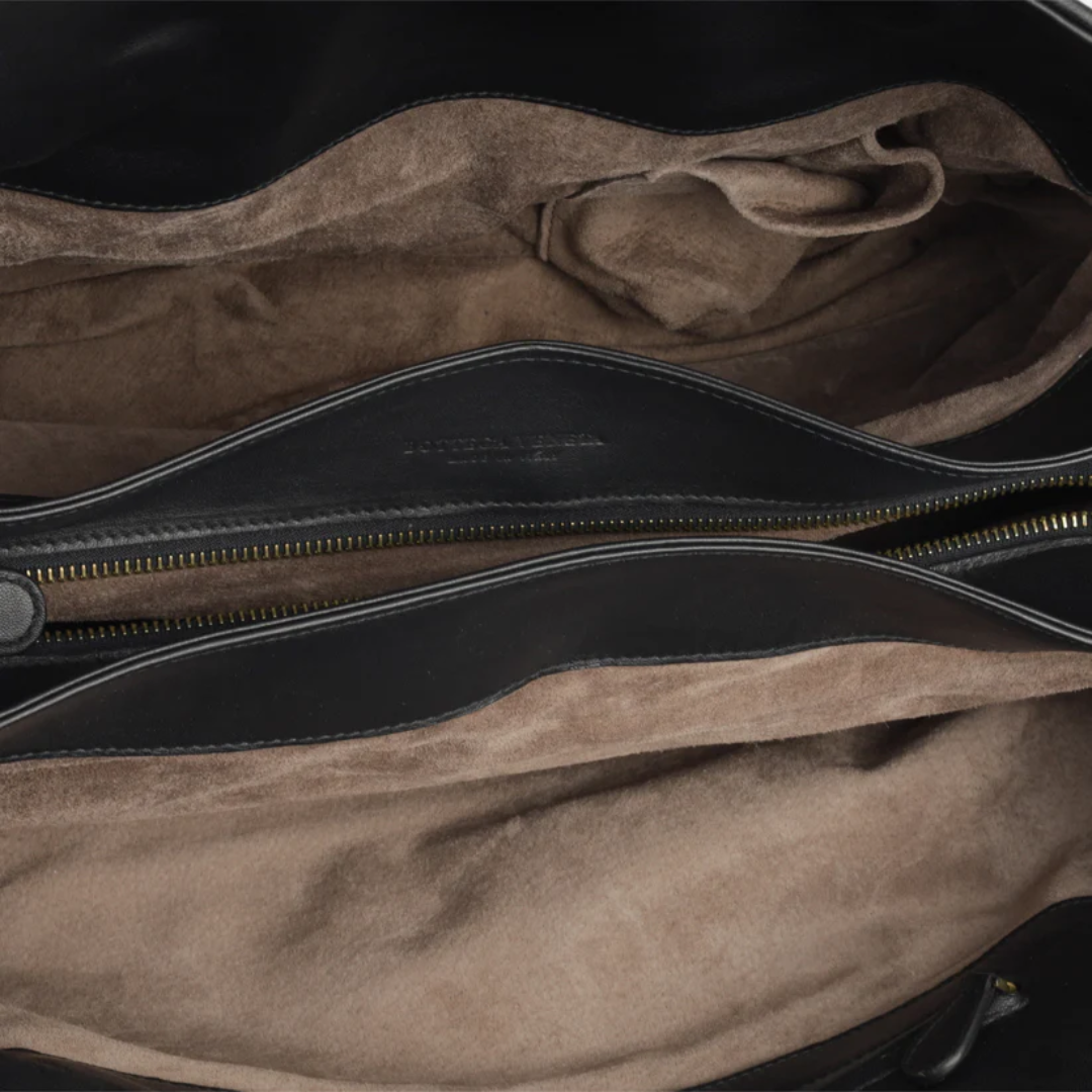 Women's Woven Leather Travel Duffel Bag