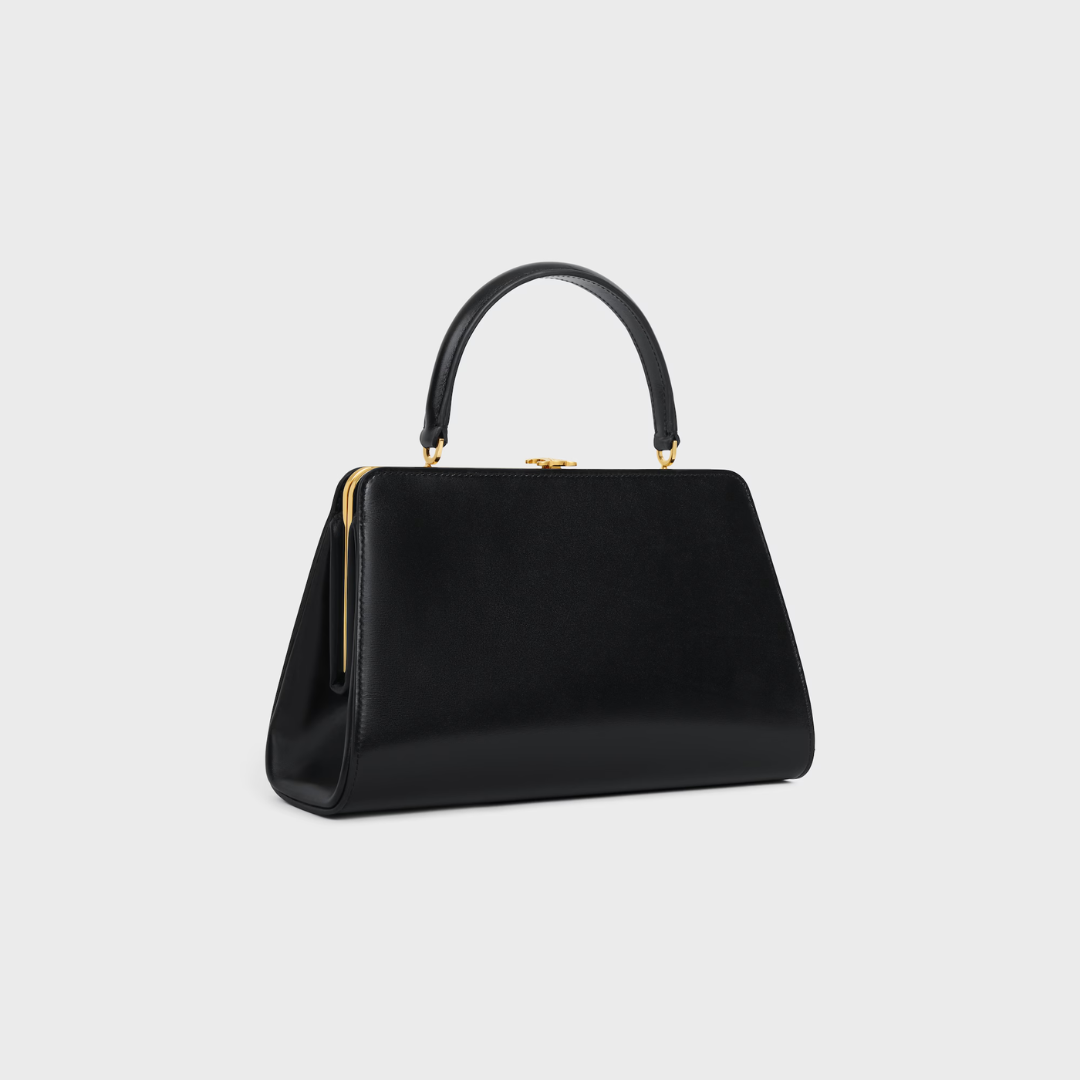 Women's Satin-Finish Leather Trapezoid Top Handle Bag