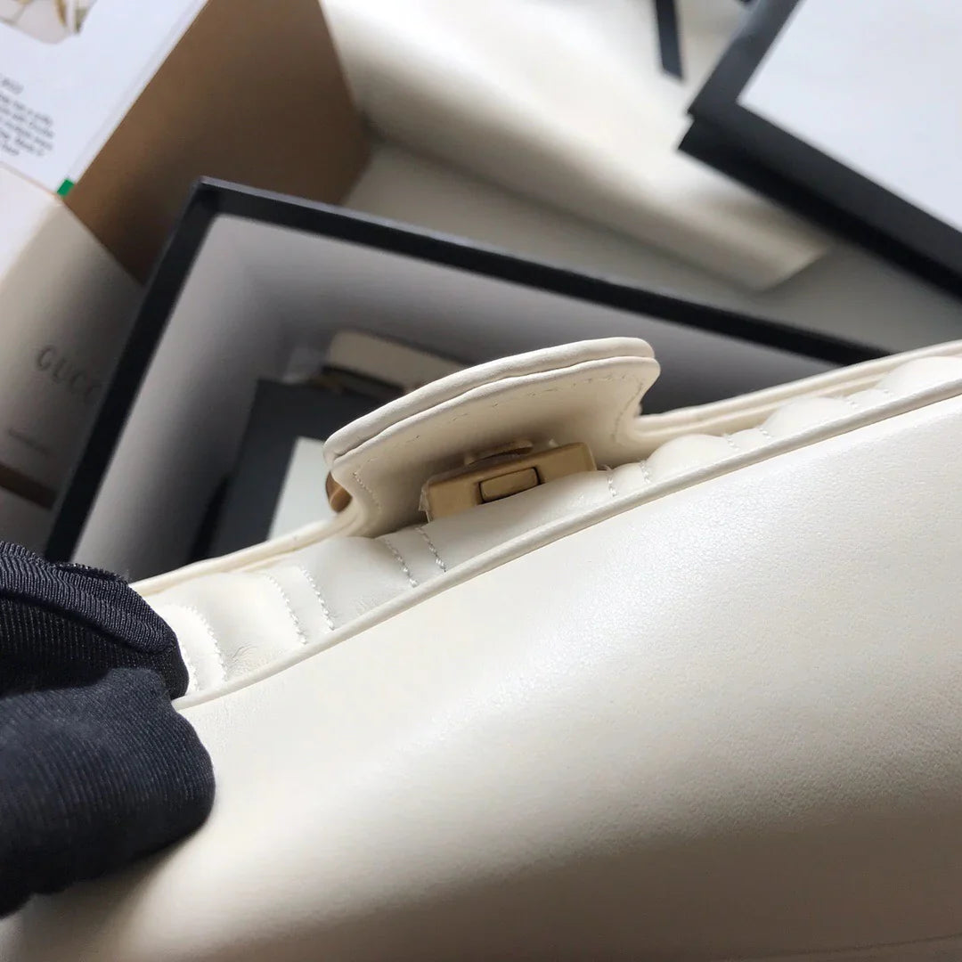 GC Marmont Small Matelassé Bag White