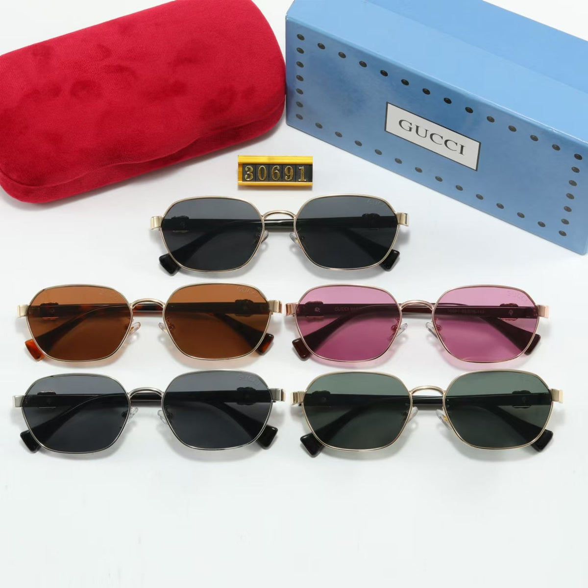 Minimalist Gold-Tone Metal Tinted Sunglasses