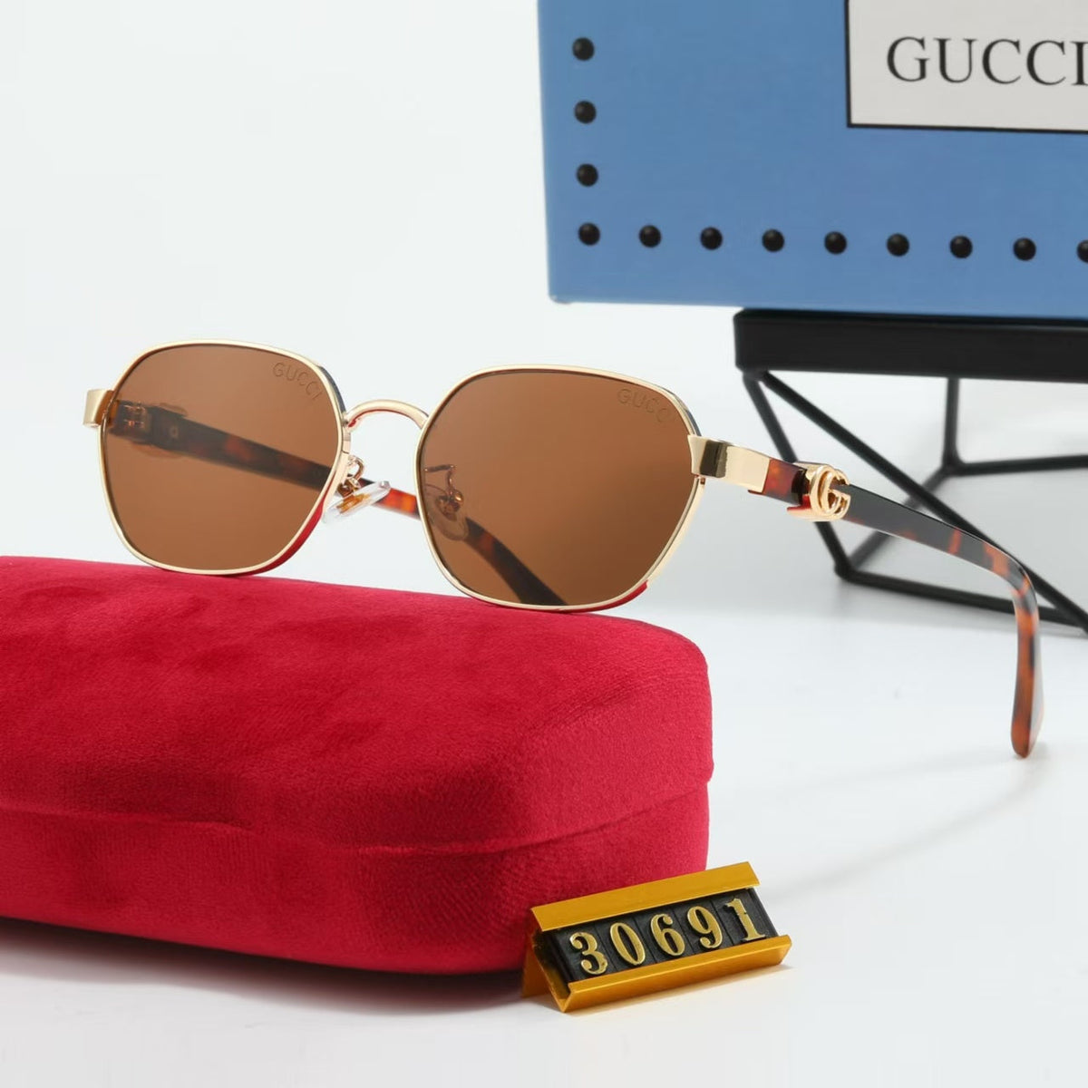 Minimalist Gold-Tone Metal Tinted Sunglasses