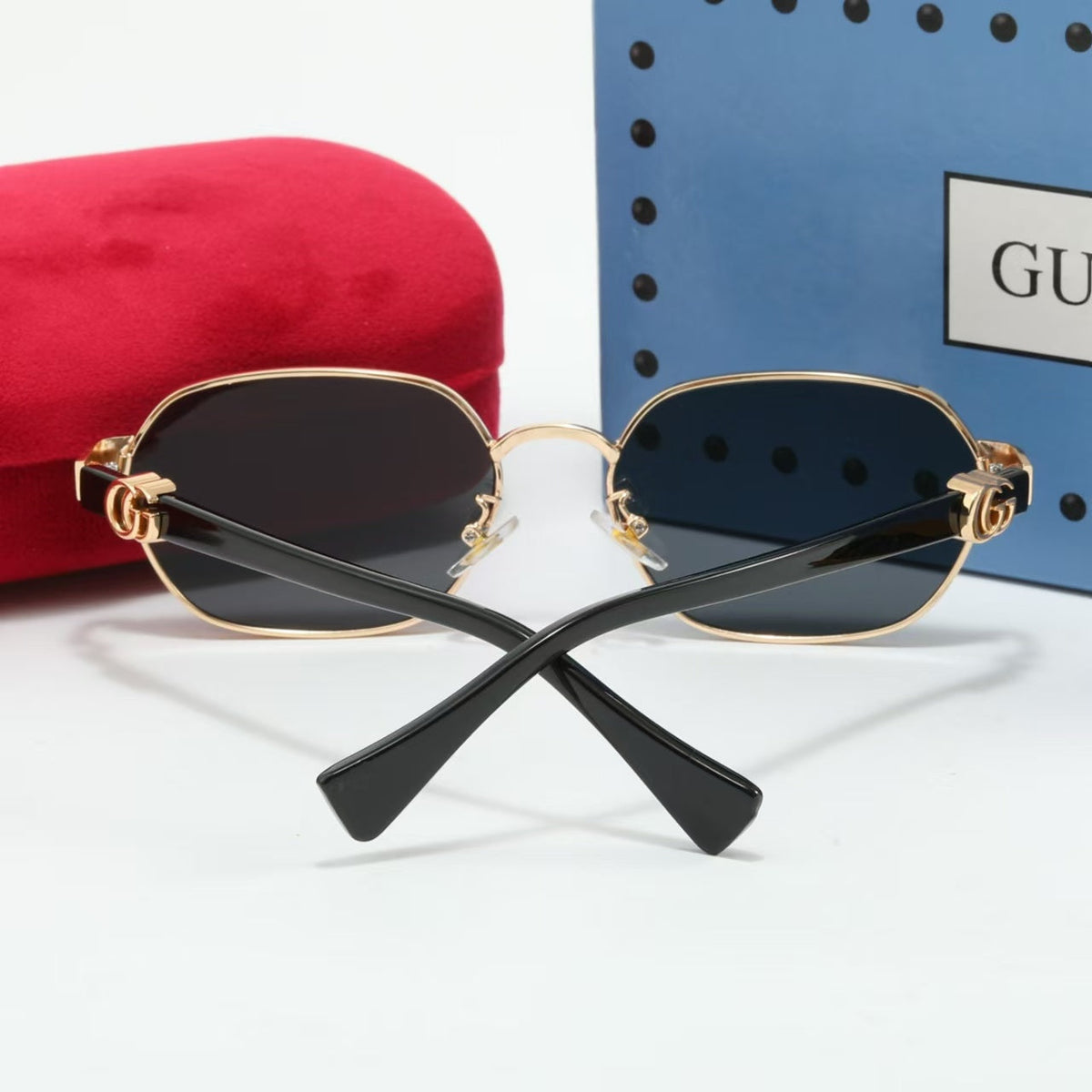 Minimalist Gold-Tone Metal Tinted Sunglasses