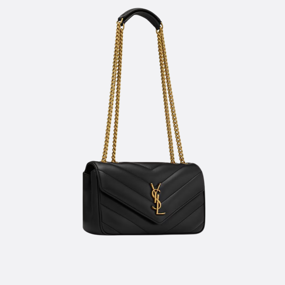 Lille quiltet crossbody-taske i læder med kæde til kvinder