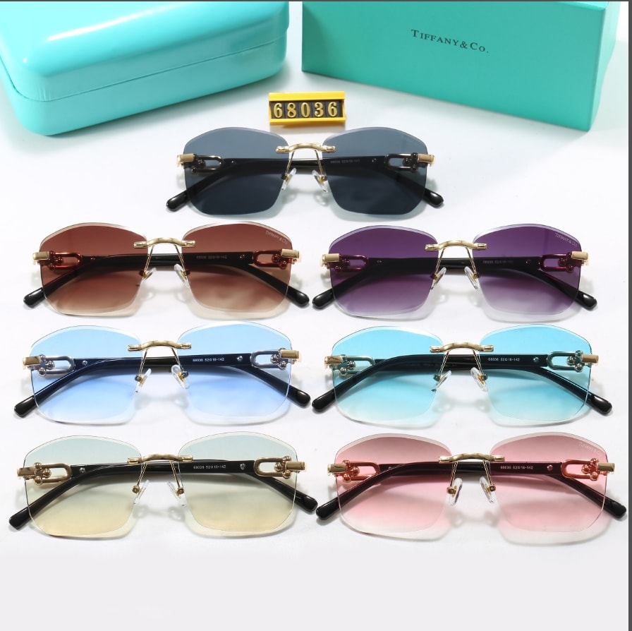 Rimless Gold-Tone Gradient Lens Sunglasses