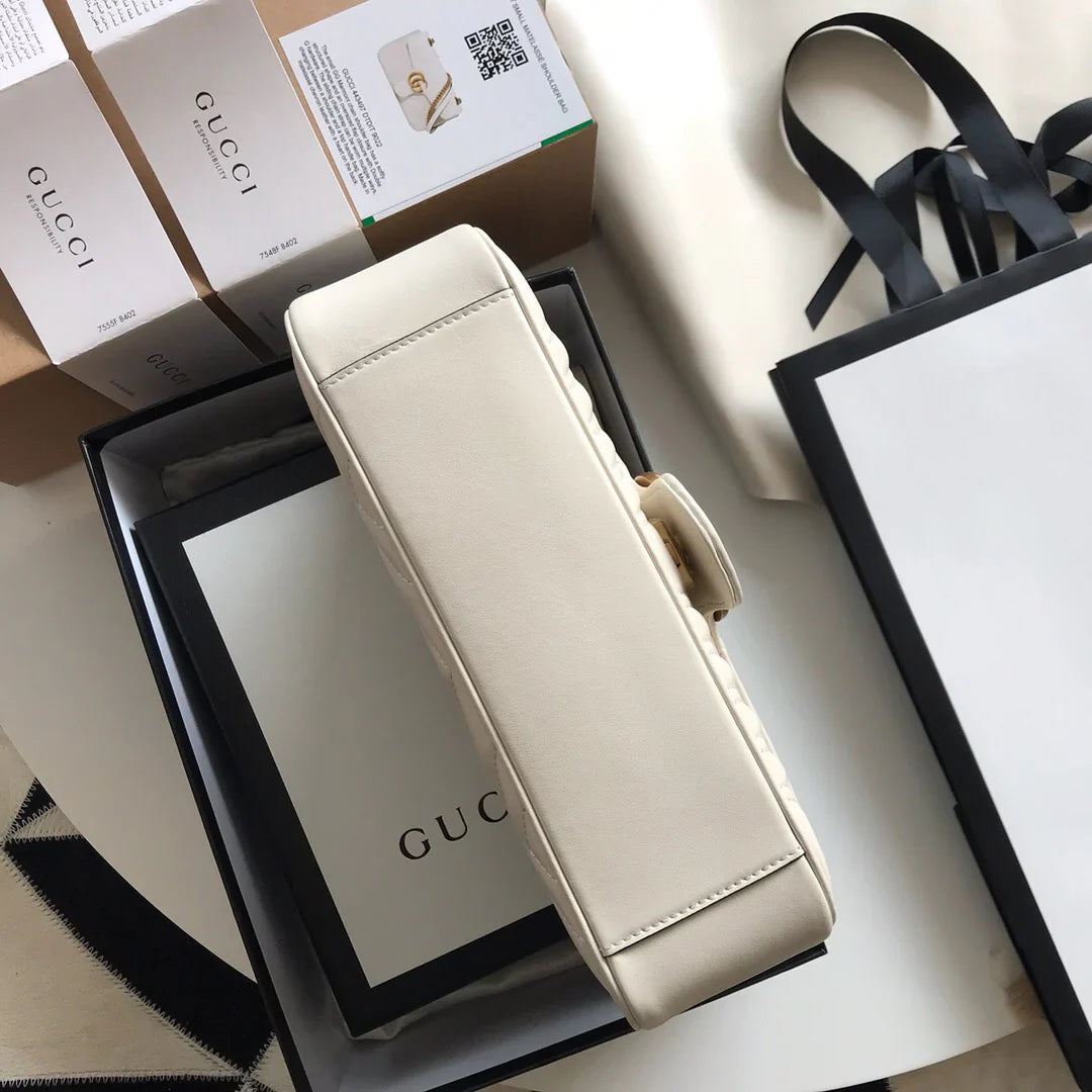 GC Marmont Small Matelassé Bag White