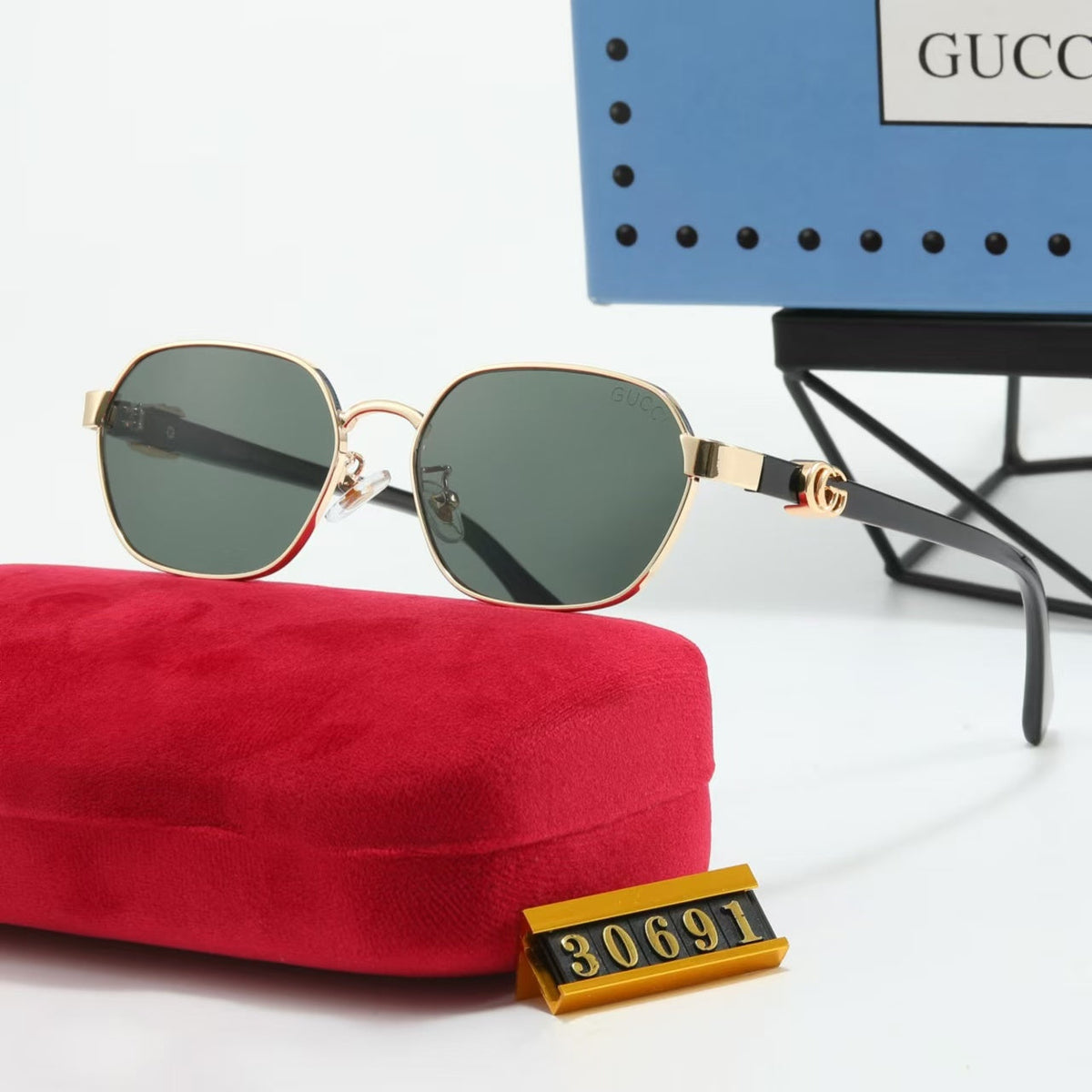 Minimalist Gold-Tone Metal Tinted Sunglasses