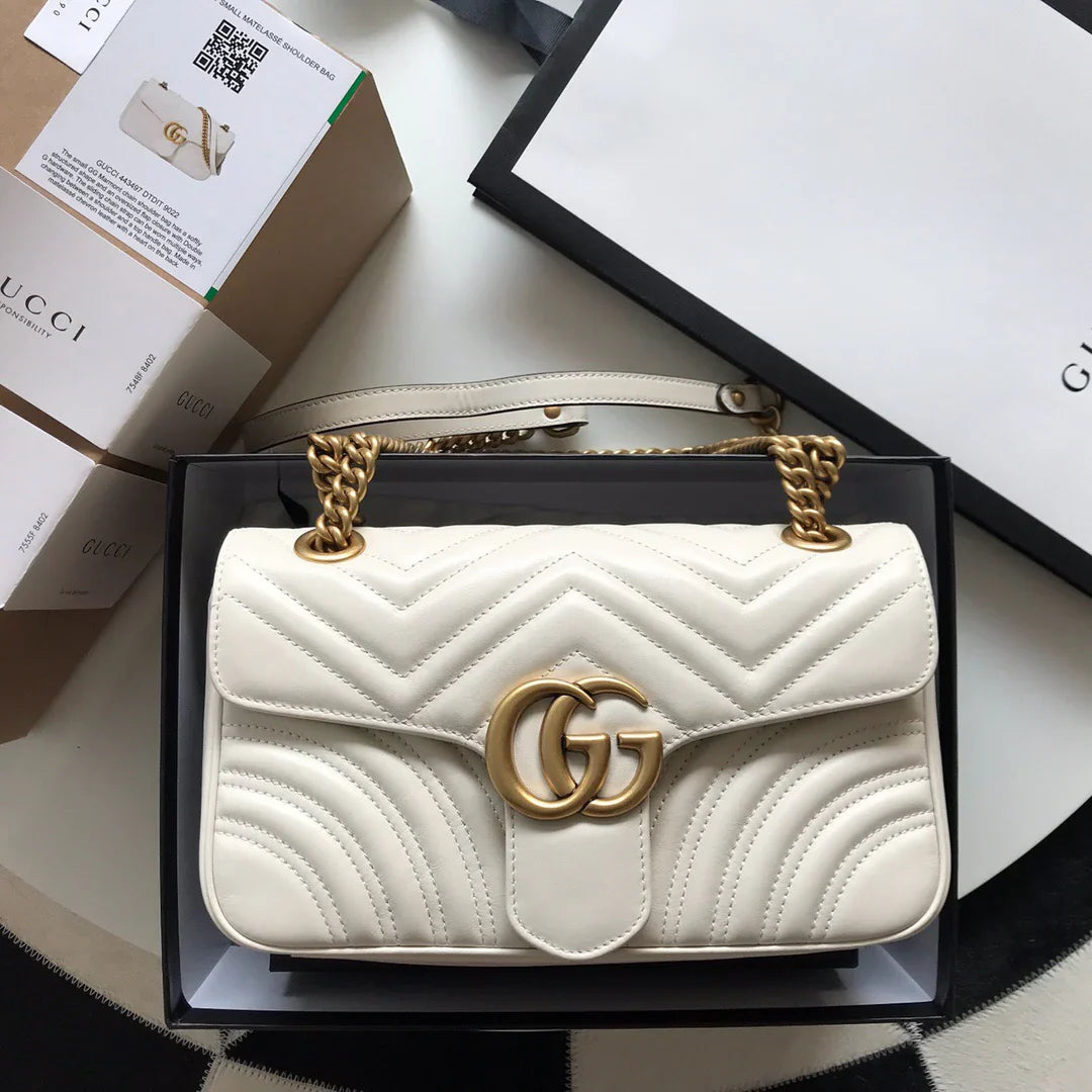 GC Marmont Small Matelassé Bag White