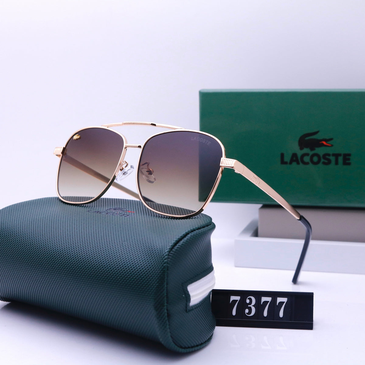 Gold-Tone Aviator Sunglasses with Gradient Lenses