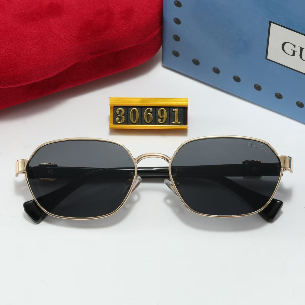 Minimalist Gold-Tone Metal Tinted Sunglasses