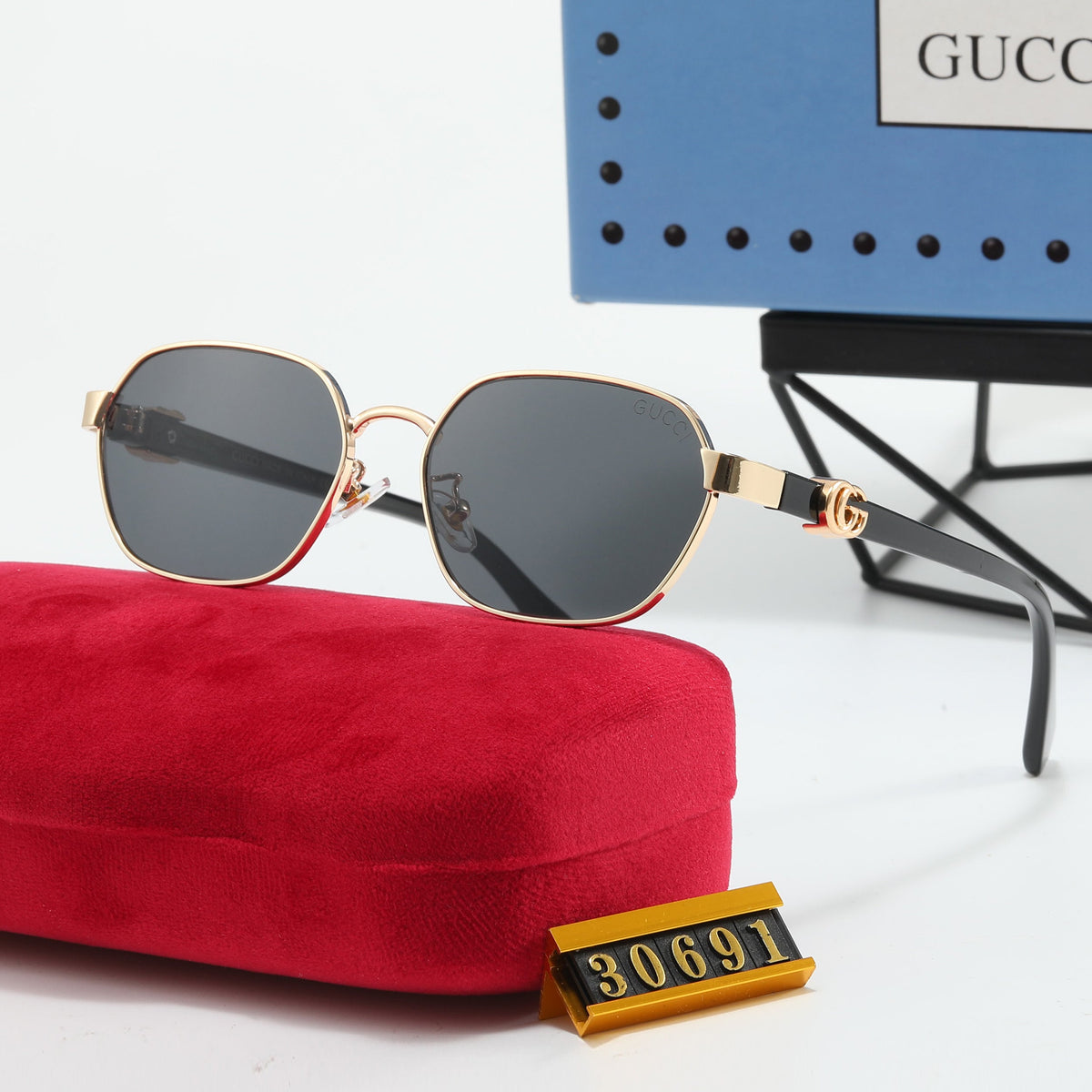 Minimalist Gold-Tone Metal Tinted Sunglasses