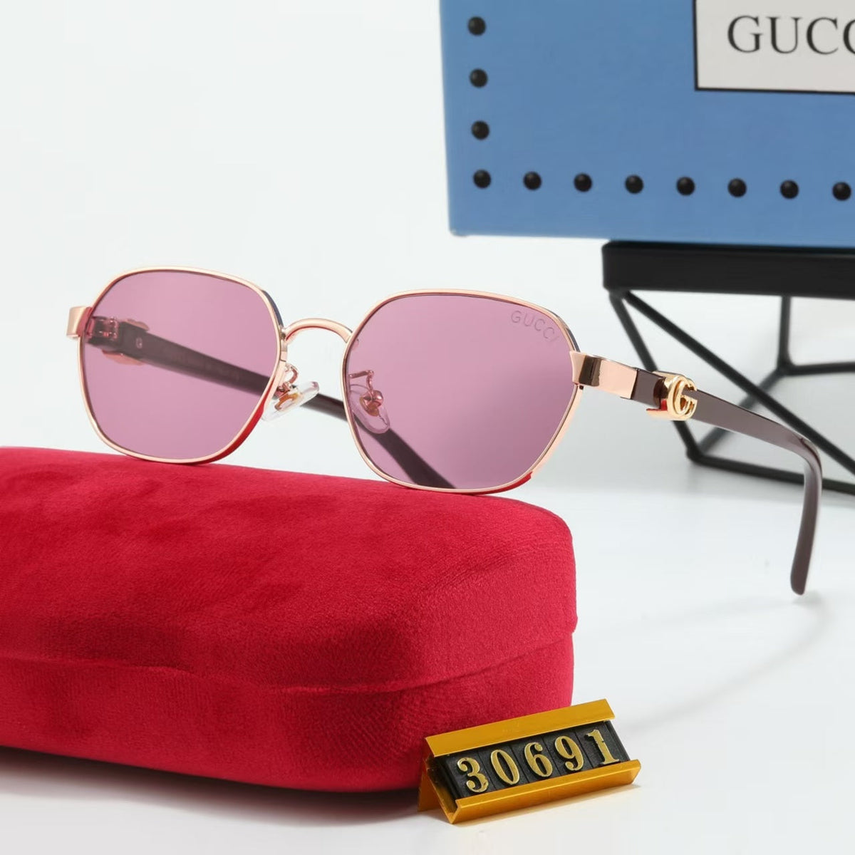 Minimalist Gold-Tone Metal Tinted Sunglasses