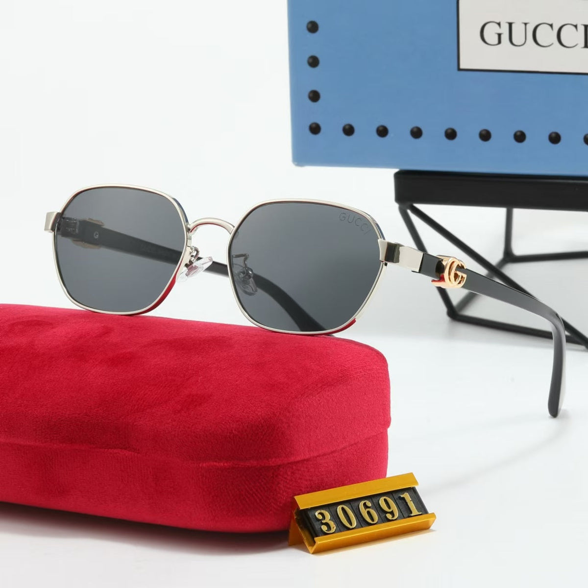 Minimalist Gold-Tone Metal Tinted Sunglasses