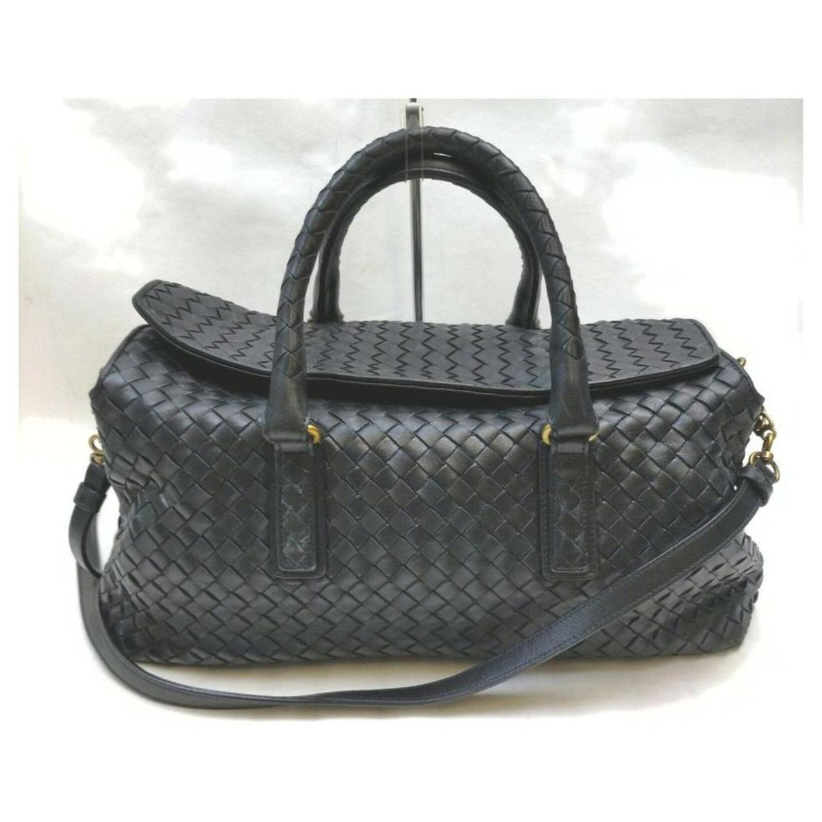 Women's Woven Leather Travel Duffel Bag