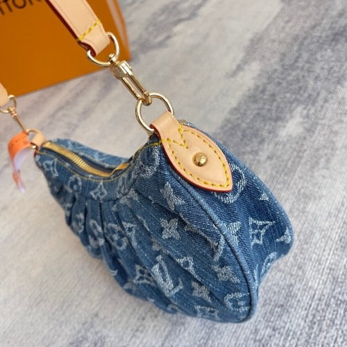 Mønstret slouchy hobotaske til kvinder i denim