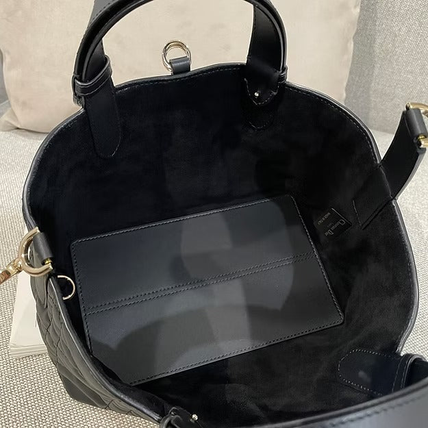 Women's Medium Quilted Leather Tote with Long Straps
