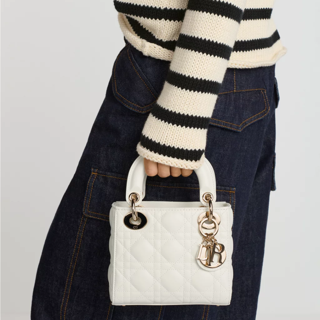 Women's Mini Quilted Leather Top Handle Bag - White