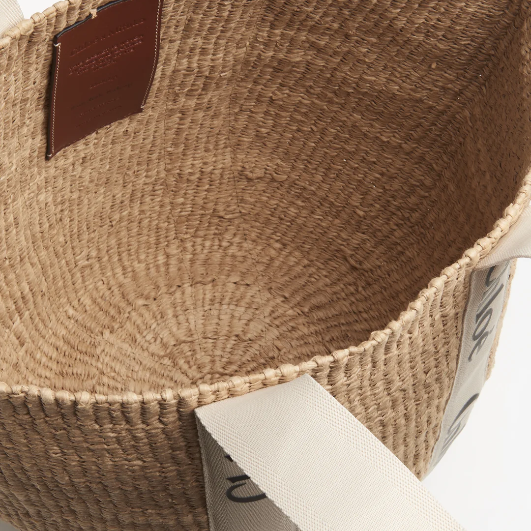 Women's Large Woven Raffia Basket Tote Bag