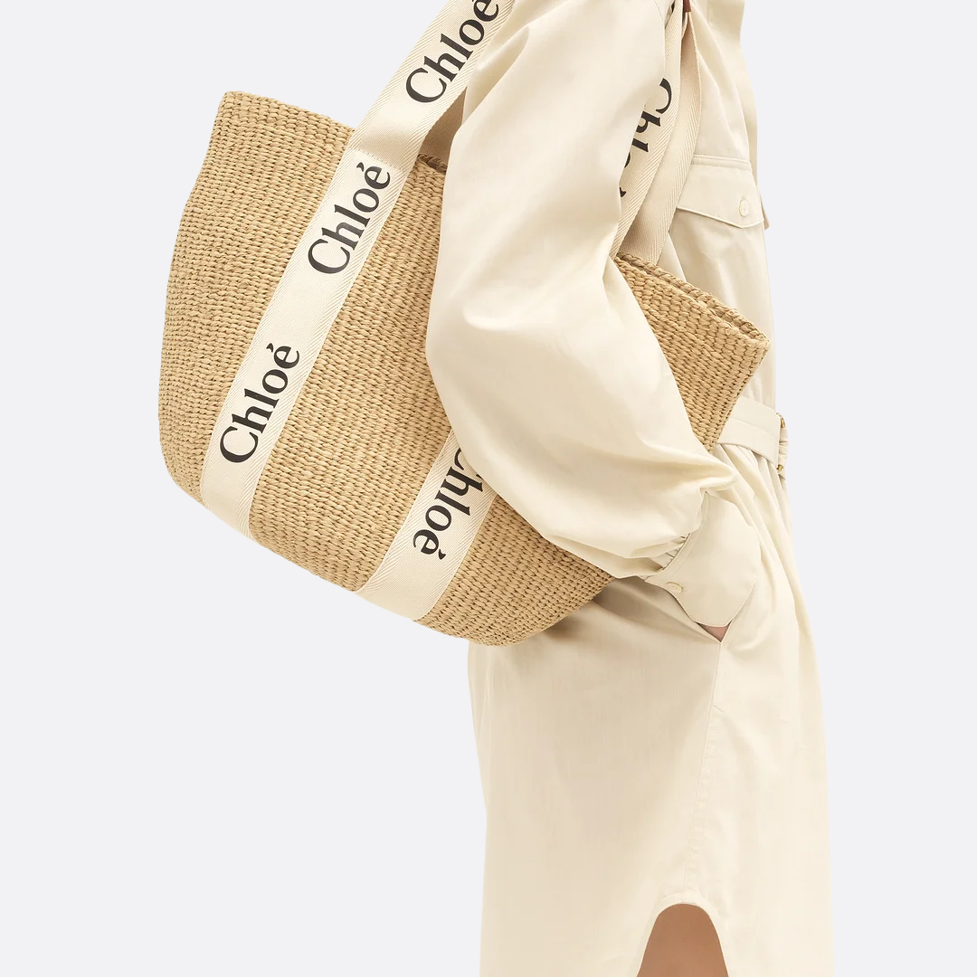 Women's Large Woven Raffia Basket Tote Bag