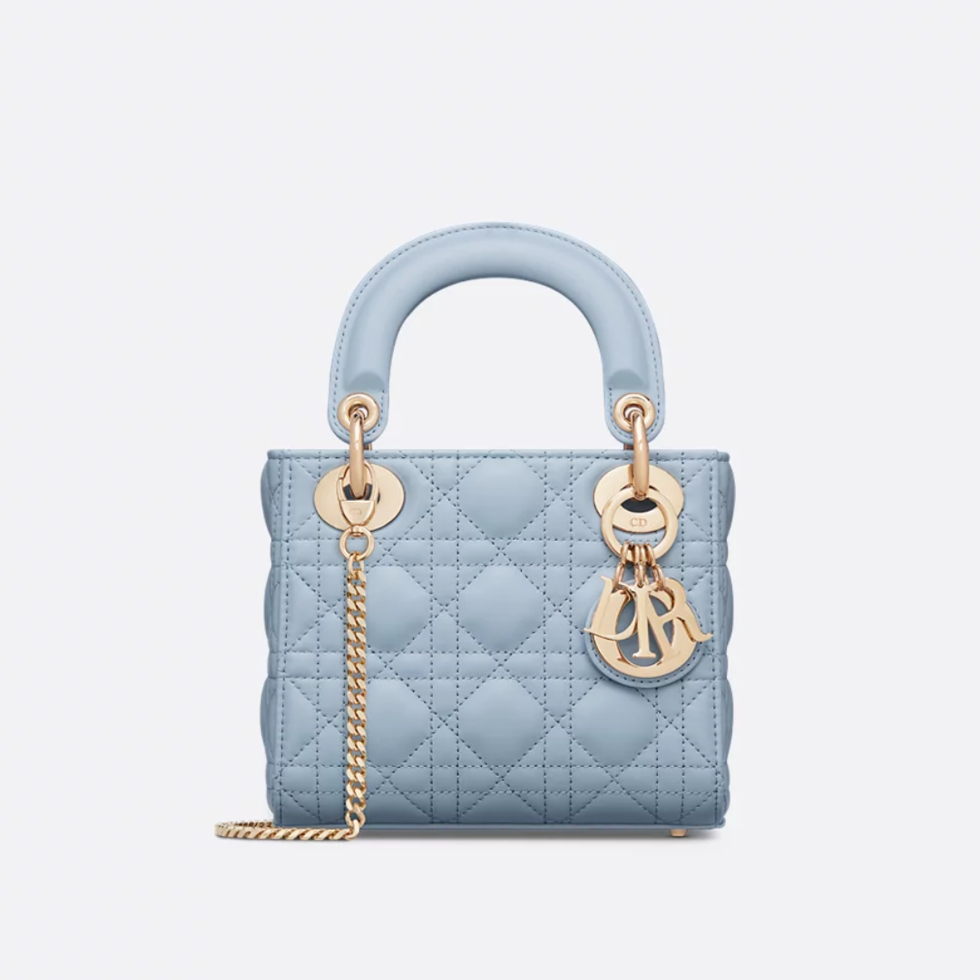 Women's Mini Quilted Leather Top Handle Bag - Blue