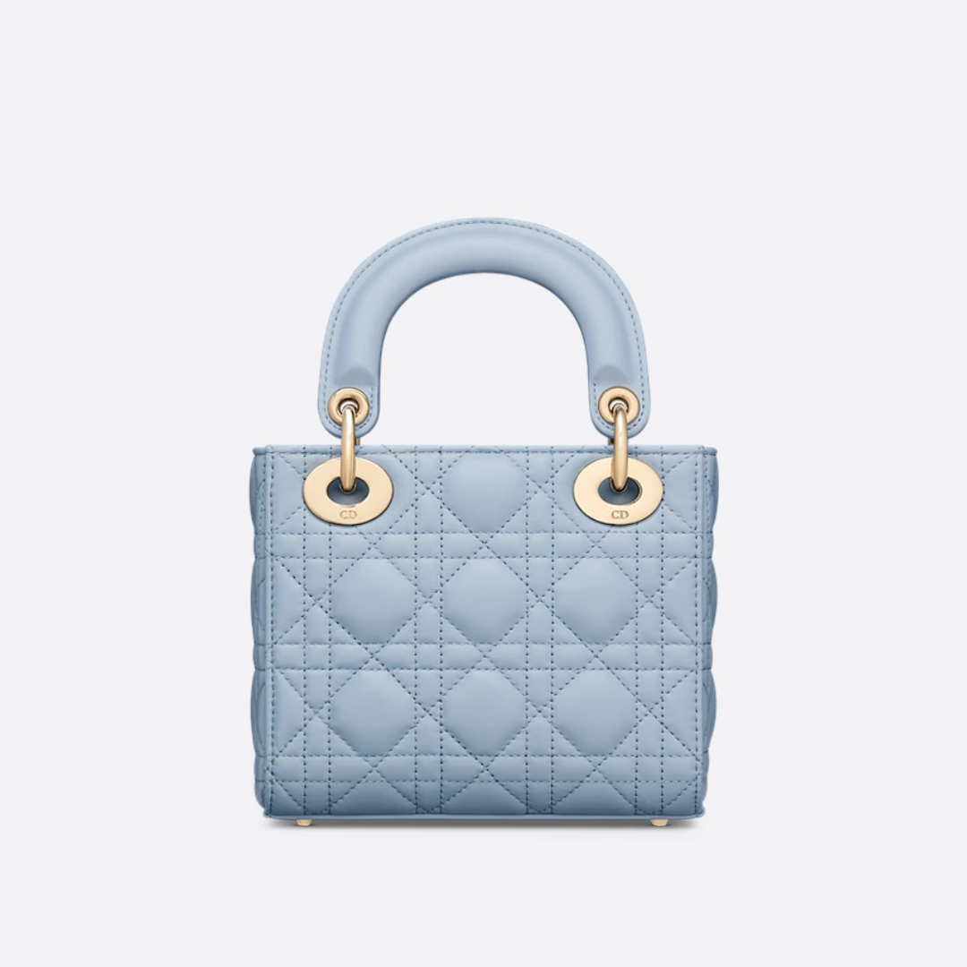 Women's Mini Quilted Leather Top Handle Bag - Blue