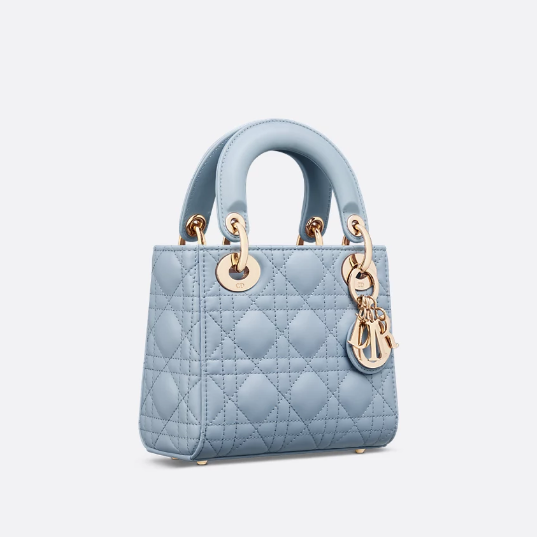 Women's Mini Quilted Leather Top Handle Bag - Blue