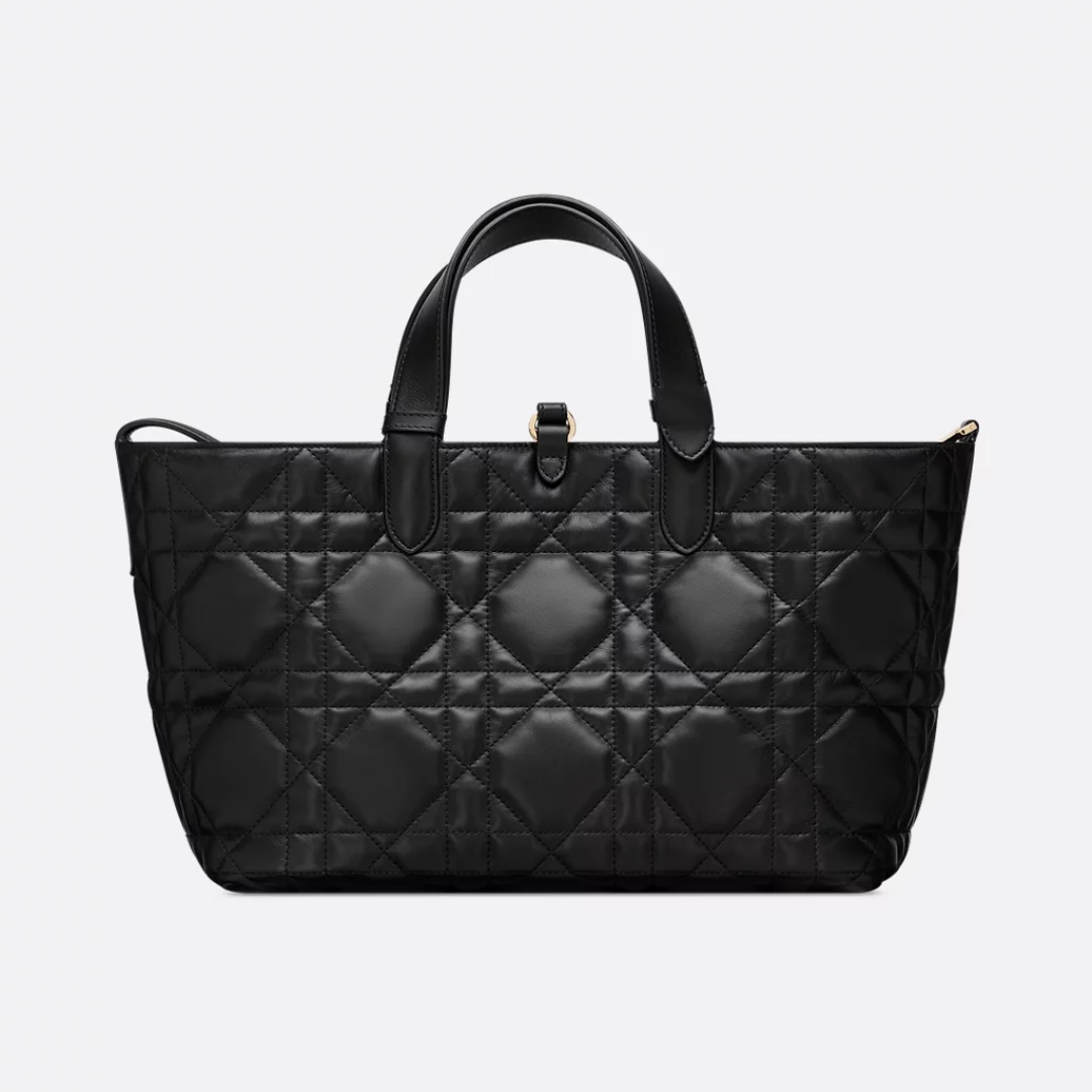 Women's Medium Quilted Leather Tote with Long Straps