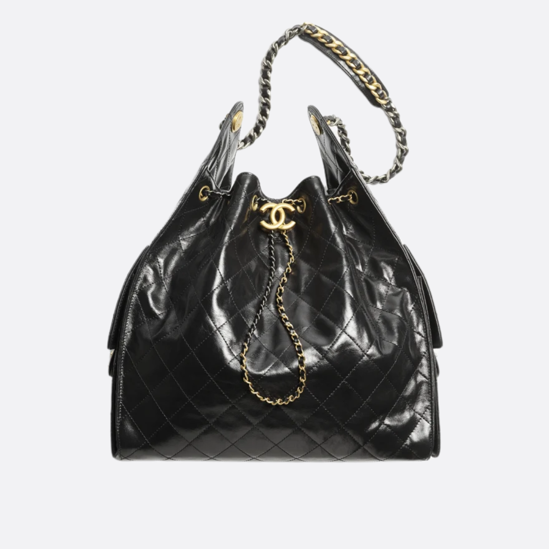 Women's Medium Quilted Leather Drawstring Bucket Bag II