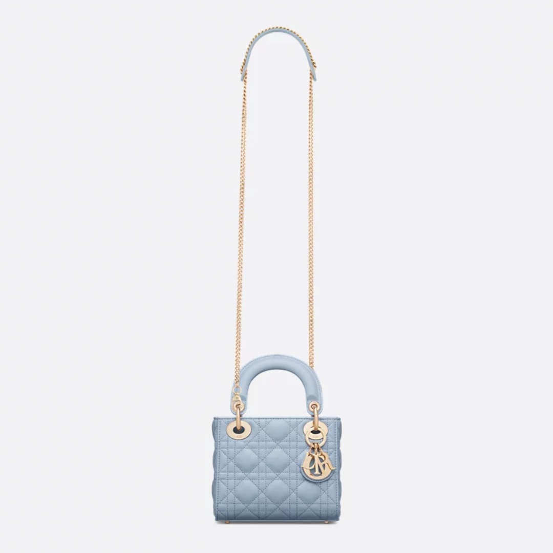Women's Mini Quilted Leather Top Handle Bag - Blue