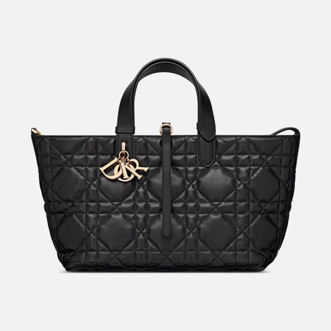 Women's Medium Quilted Leather Tote with Long Straps