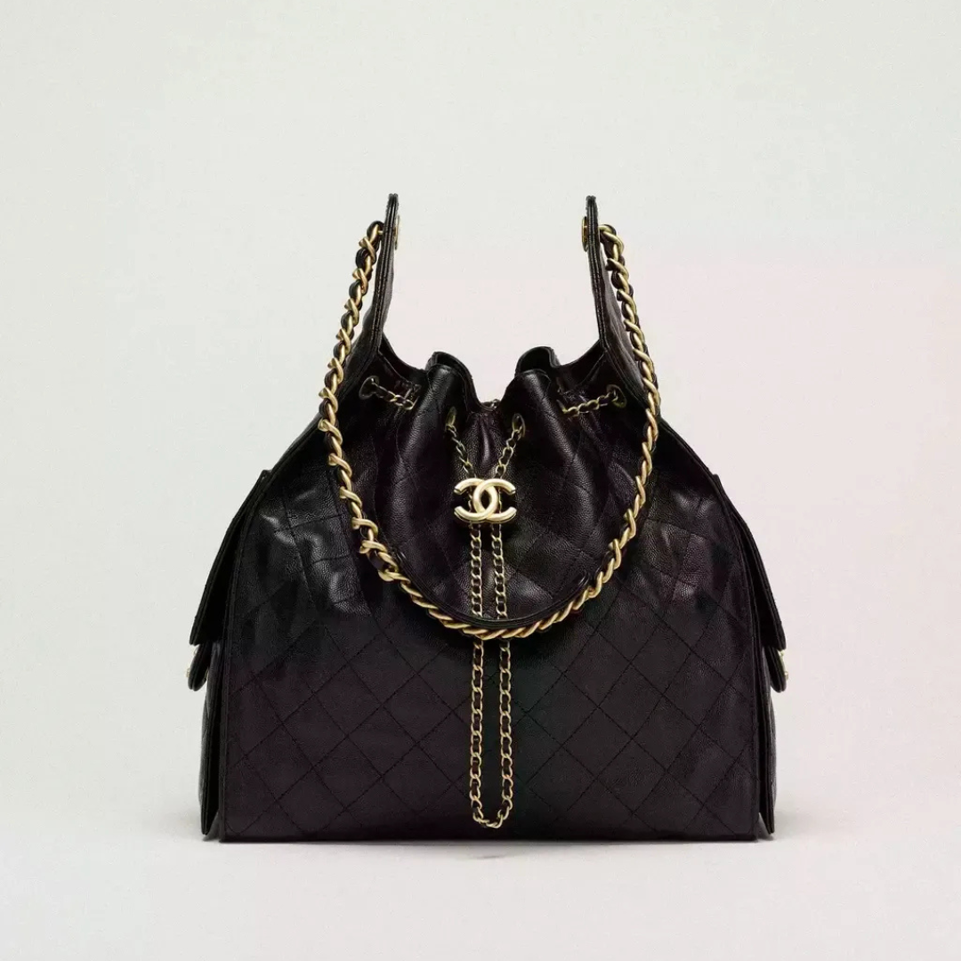 Women's Medium Quilted Leather Drawstring Bucket Bag II