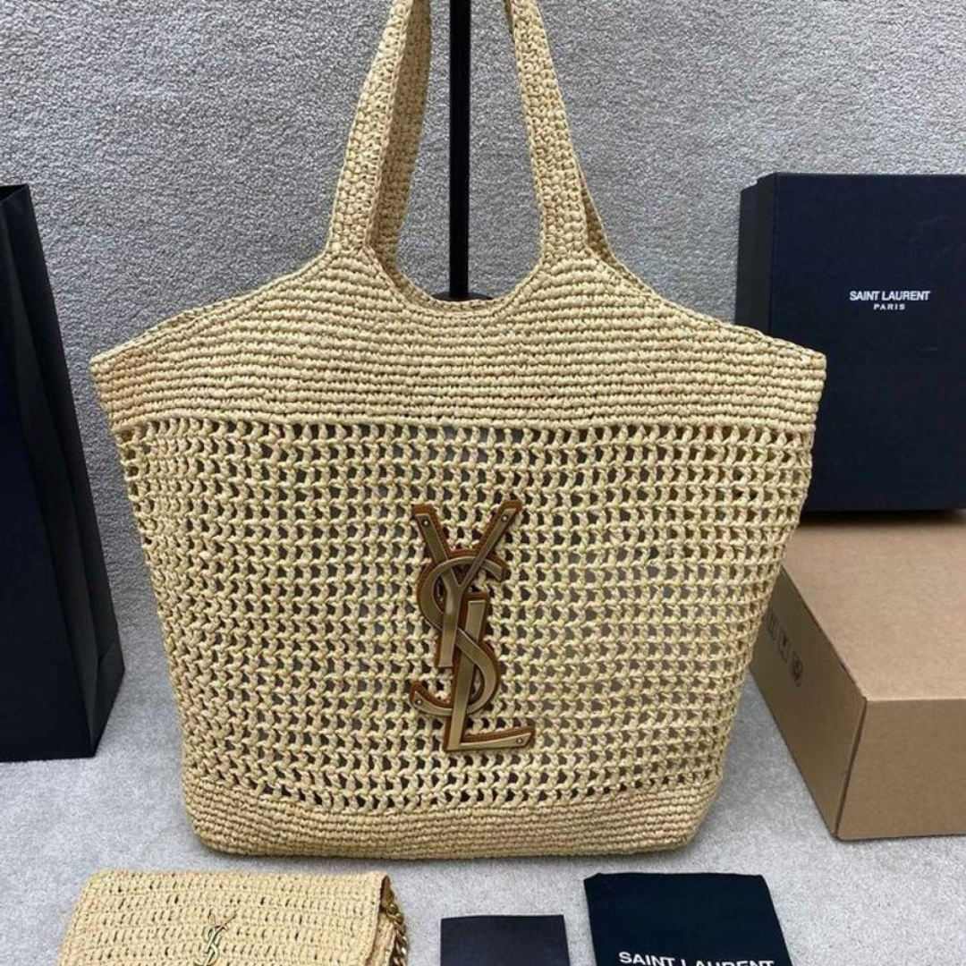 Women's Woven Straw Raffia Tote Bag