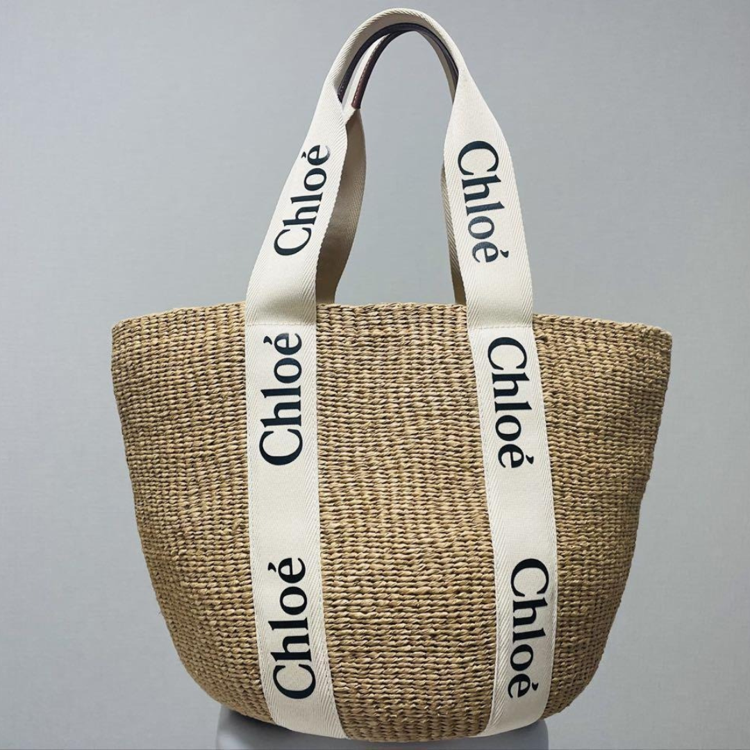 Women's Large Woven Raffia Basket Tote Bag