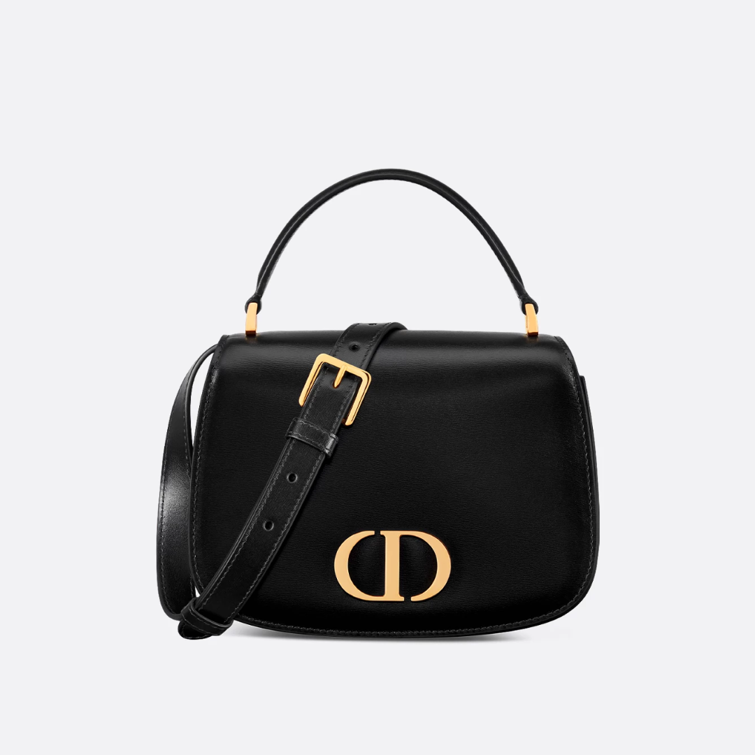 Women's Structured Flap Bag with Top Handle and Gold-Tone Hardware