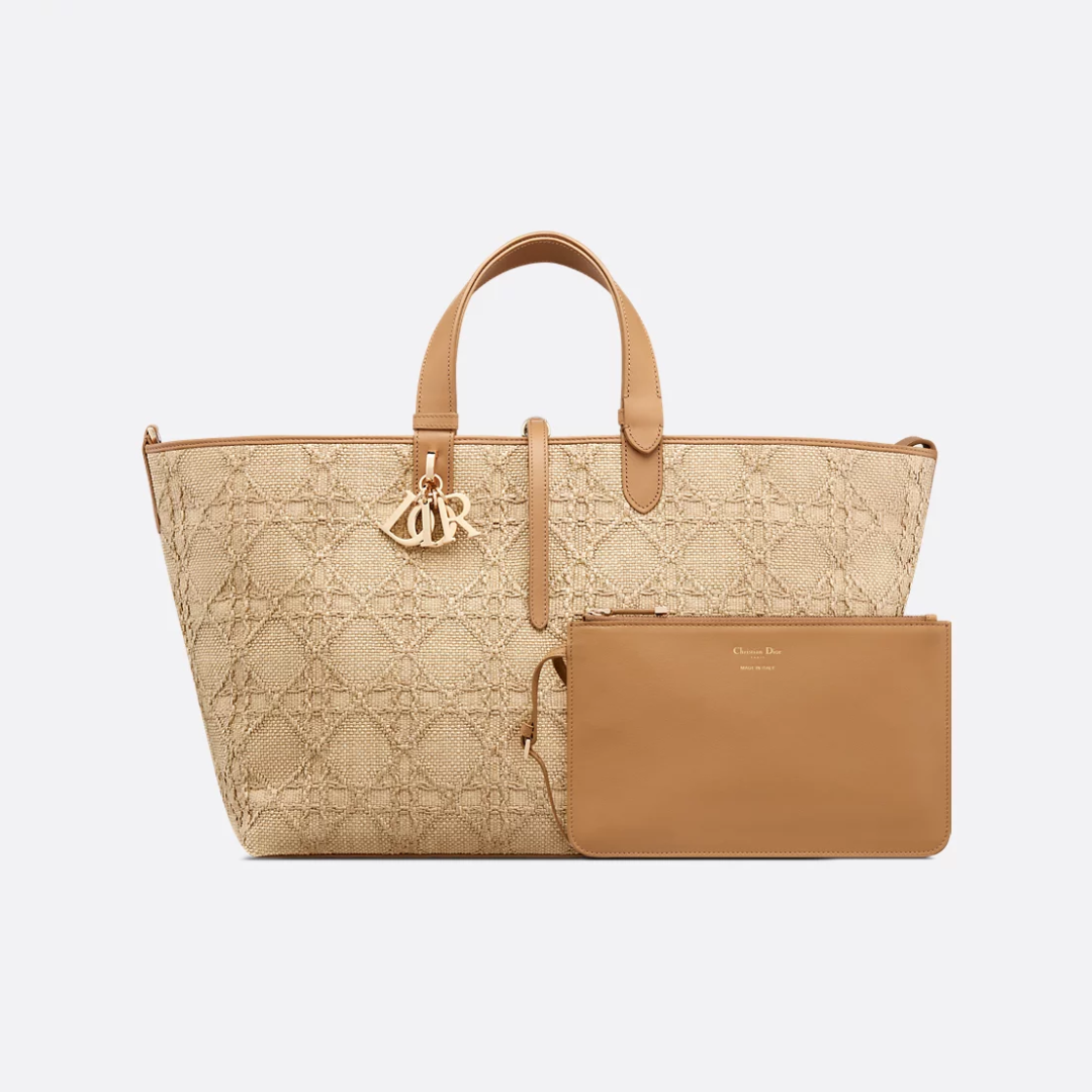 Women's Large Quilted Leather Tote with Matching Pouch