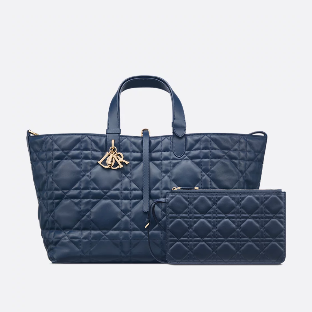 Women's Large Quilted Leather Structured Tote with Pouch
