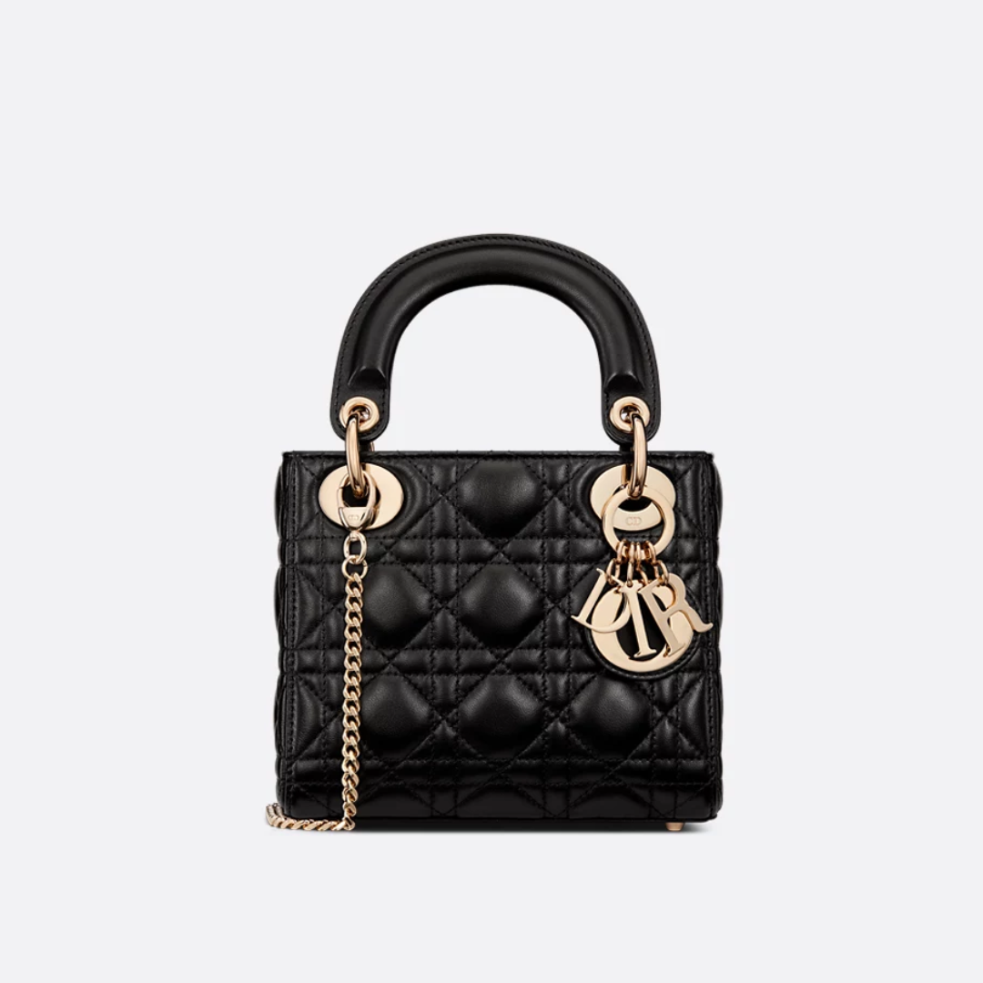 Women's Mini Quilted Leather Top Handle Bag - Black