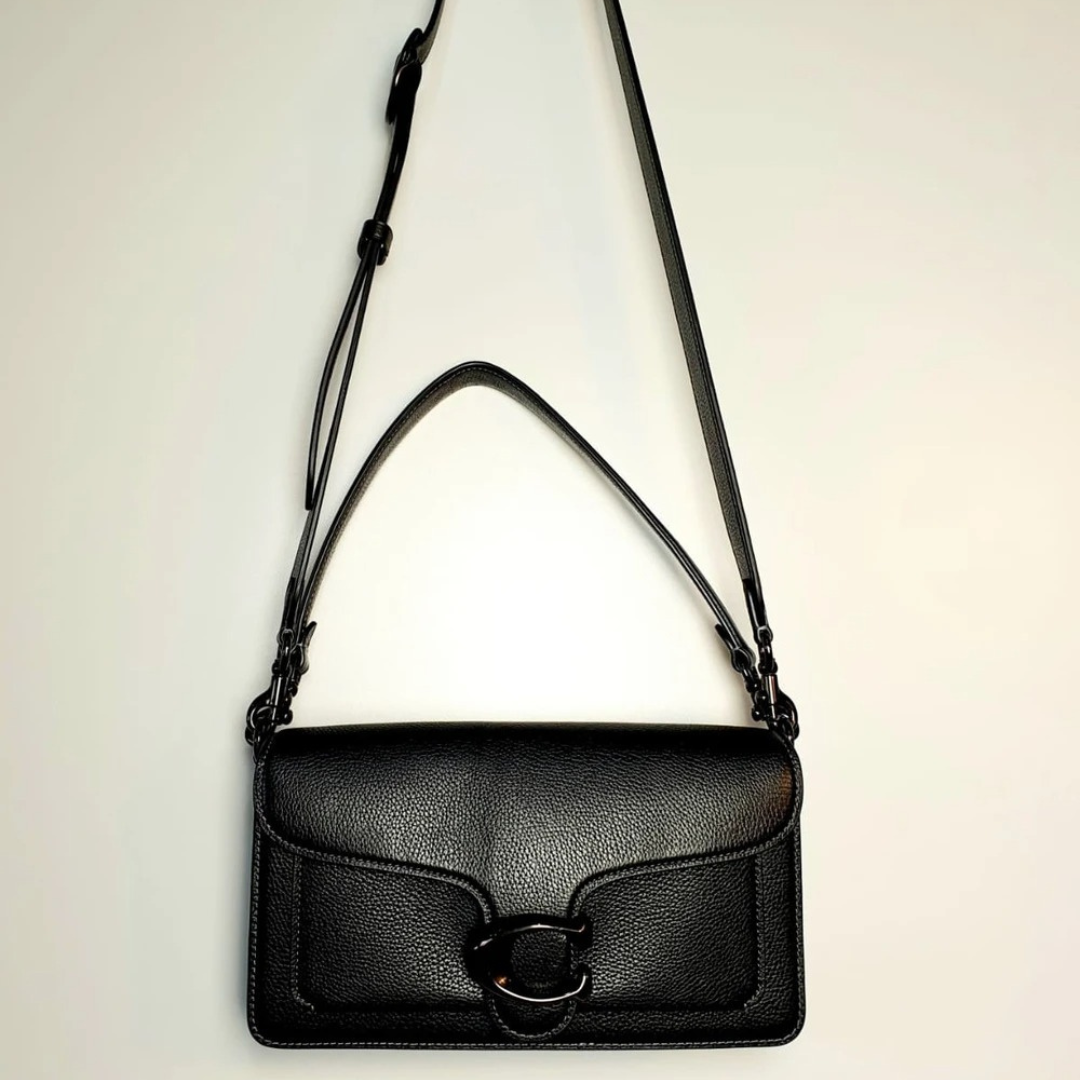 Women's Smooth Leather Curved Flap Shoulder Bag