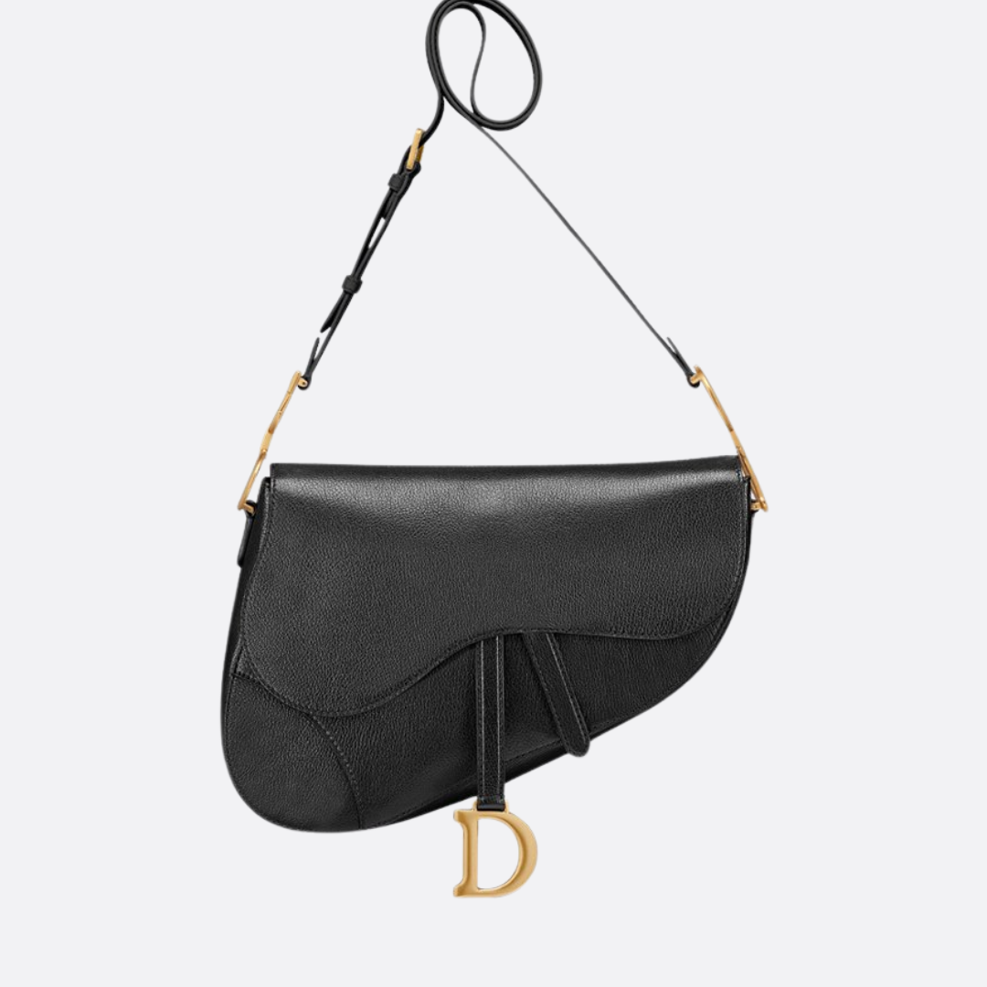 Women's Large Smooth Leather Saddle Bag with Strap