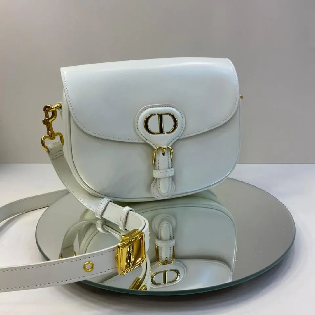 Women's Ivory Leather Rounded Flap Crossbody Bag