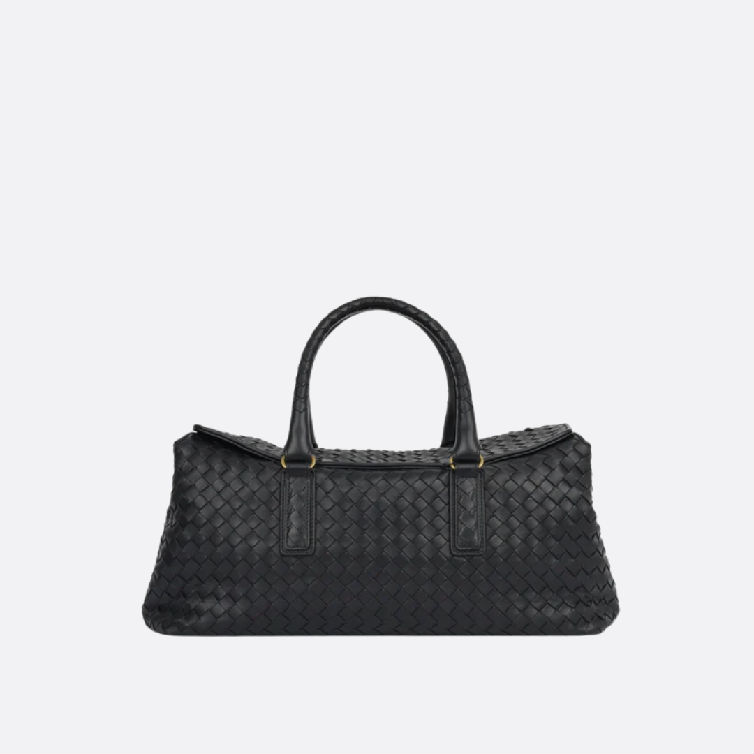 Women's Woven Leather Travel Duffel Bag